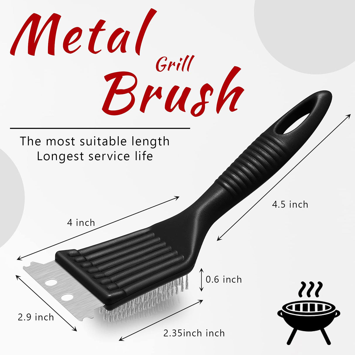 Chengu 2 Pieces Grill Brush and Scraper Stainless Steel Wire Grill Brush Extra Strong BBQ Cleaner Accessories Heavy Duty Barbecue Cleaning Brush Cleaner (8 Inch) CHENGU
