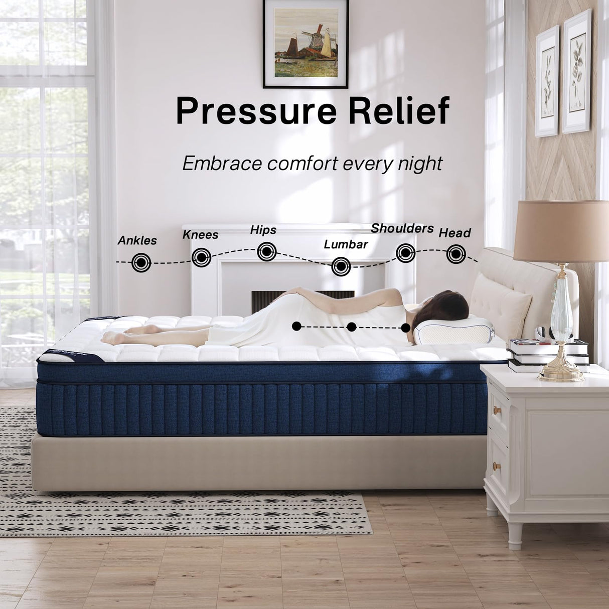 SUAYEA Queen Size Mattresses, 16 Inch Queen Mattress in a Box, Medium Pocket Spring and Gel Memory Foam for Superior Comfort, Pressure Relief, Strong Edge Support SUAYEA