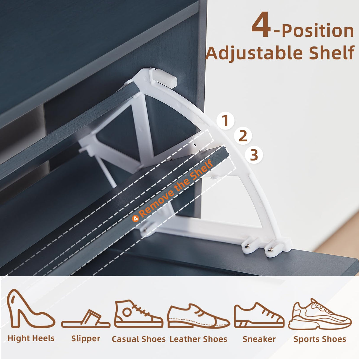 RWYHG Shoe Storage Cabinet with 2 Flip Drawers,Farmhouse Narrow Shoe Organizer with Legs,Freestanding Hidden Slim Shoe Rack Cabinet with Open Storage for Entryway,Hallway, Foyer, Blue RWYHG