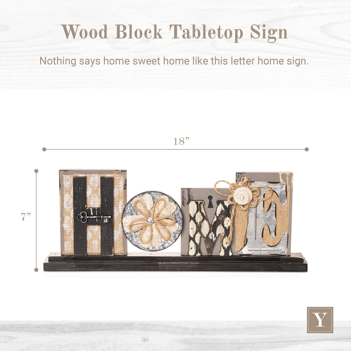 Young's Inc. Wood Block Tabletop Sign - Attractive Living Room Decor - Rustic Centerpiece Table Decorations - Home Decorations for Living Room - 17.5" W x 1.75" D x 7" H Young's Inc