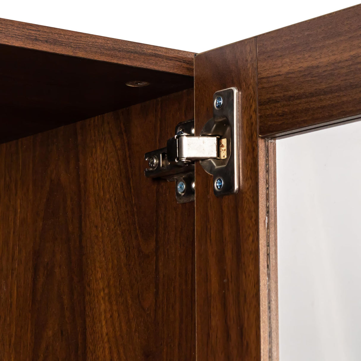 KWOJU 70.87" H Display Cabinet with Glass Doors and LED Lights,Walnut Bookcase with 5 Shelves, Curio Storage Cabinet for Kitchen, Dining Room,Bedroom KWOJU