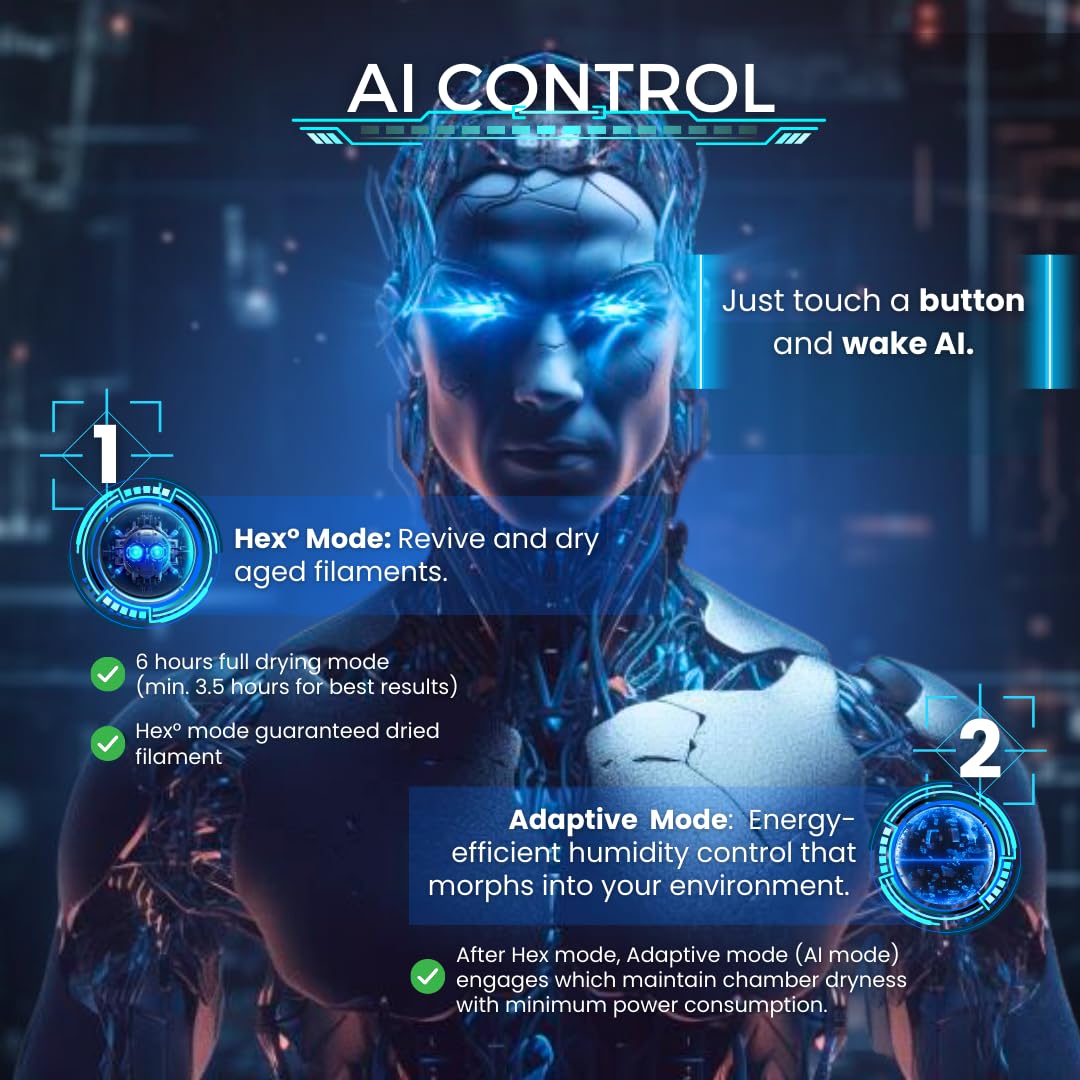 THETAยฐNanoHexยฐ Filament Dryer Box for 3D Printer Filament. Auto Filament Storage Dehydrator for PLA PETG ABS Nylon PA Carbon Fiber Filament 1.75 2.85 3.00mm THETAยฐ