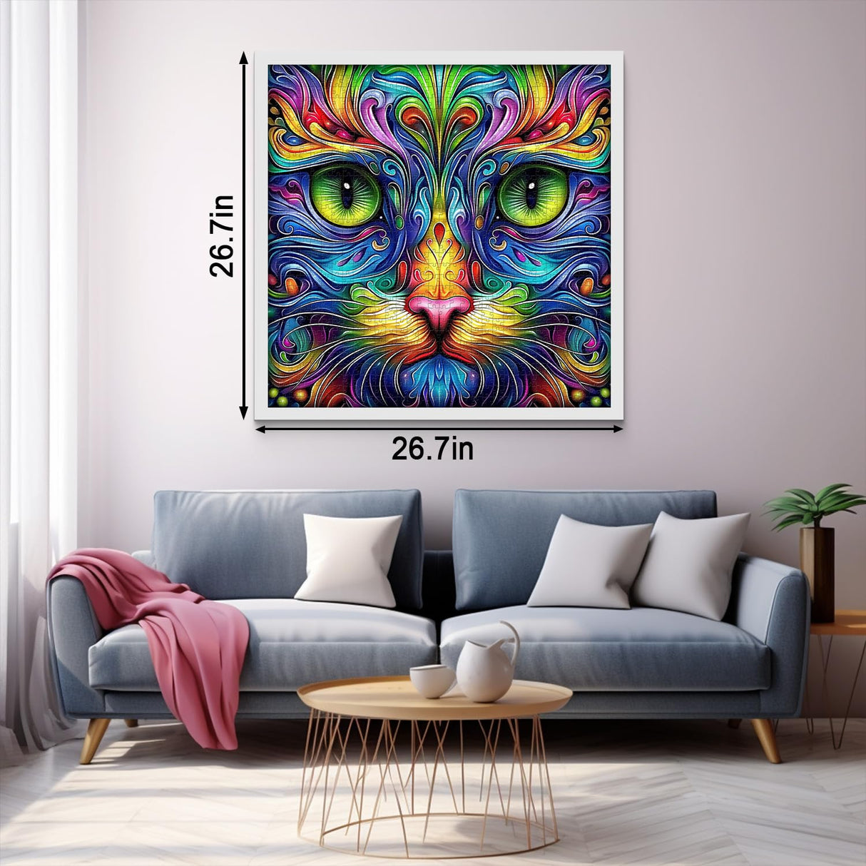 Cat Puzzles for Adults 1000 Pieces, Fantasy Animal Kitten Abstract Art Puzzle, Colorful Funny Cat Puzzle Kitty, Impossible Hard Challenge Jigsaw Puzzle for Adults PICKFORU