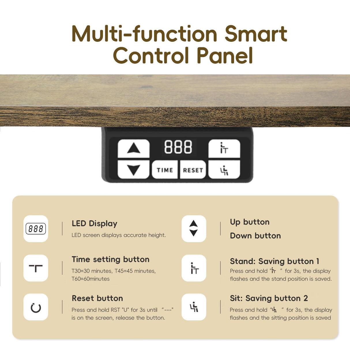 RRTECHFORU Electric Standing Desk, Adjustable Height Stand up Desk, Sit Stand Home Office Desk with Splice Board (Rustic Brown, 48") RRTECHFORU