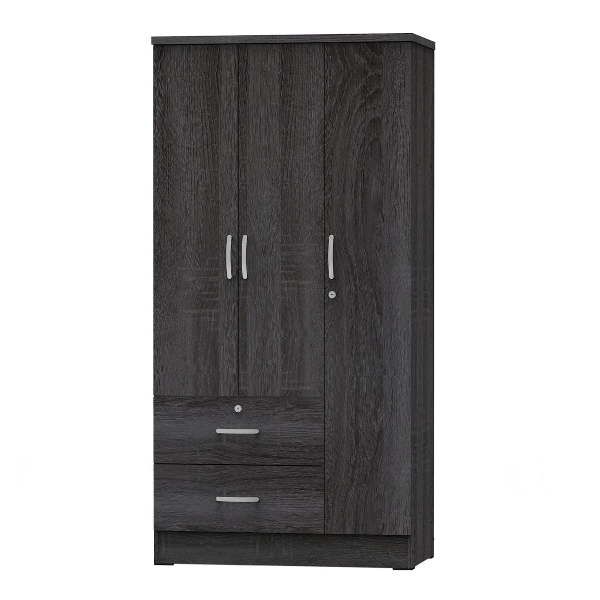Better Home Products Symphony Wardrobe Armoire Closet with Two Drawers in Gray Better Home Products