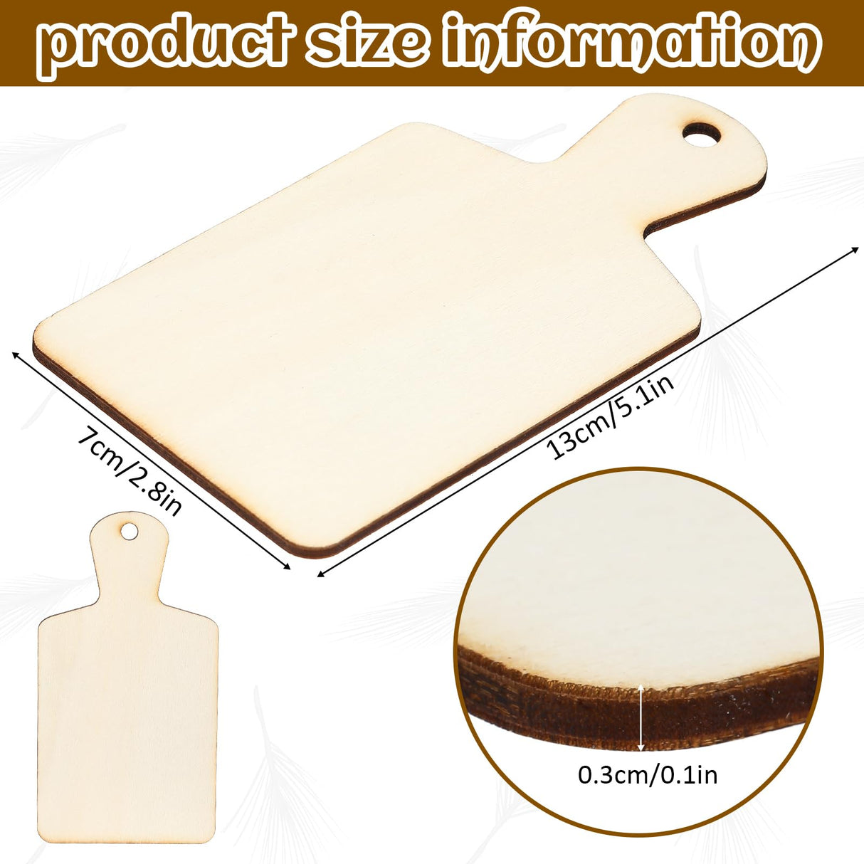 Suzile 36 Pcs Mini Wooden Cutting Board with Handle, Unfinished Small Wooden Chopping Board Paddle Board Craft for DIY Painting Kitchen Cooking Decoration, 5.1x2.8 Inch Suzile