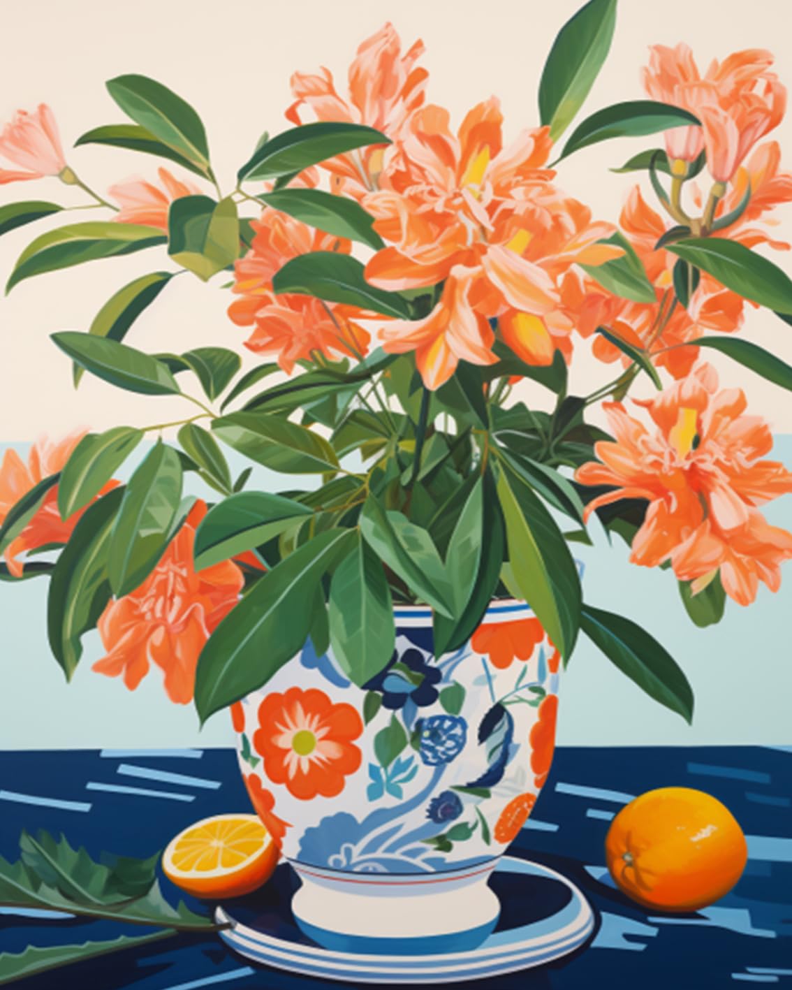 Tucocoo Orange Flowers in a Floral Pot Paint by Numbers Kits 16x20 inch Canvas DIY Oil Painting for Kids, Students, Adults Beginner with Brushes Acrylic Pigment Neo-Pop Style Painting(Without Frame) Tucocoo