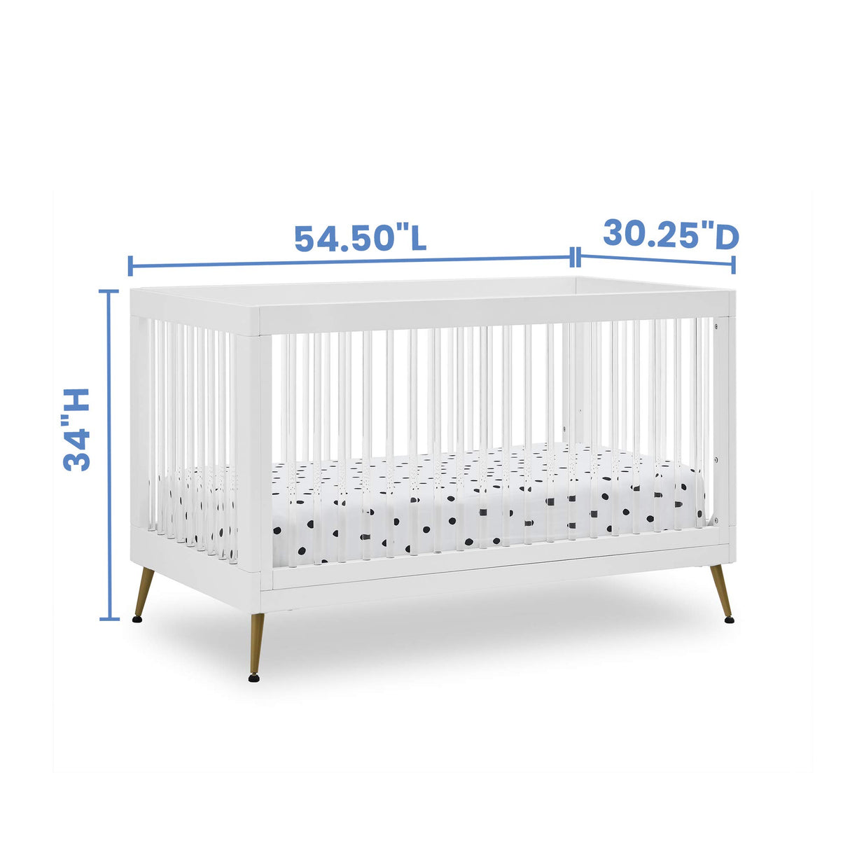 Delta Children Sloane 4-in-1 Acrylic Convertible Crib - Includes Conversion Rails, Bianca White w/Melted Bronze Delta Children