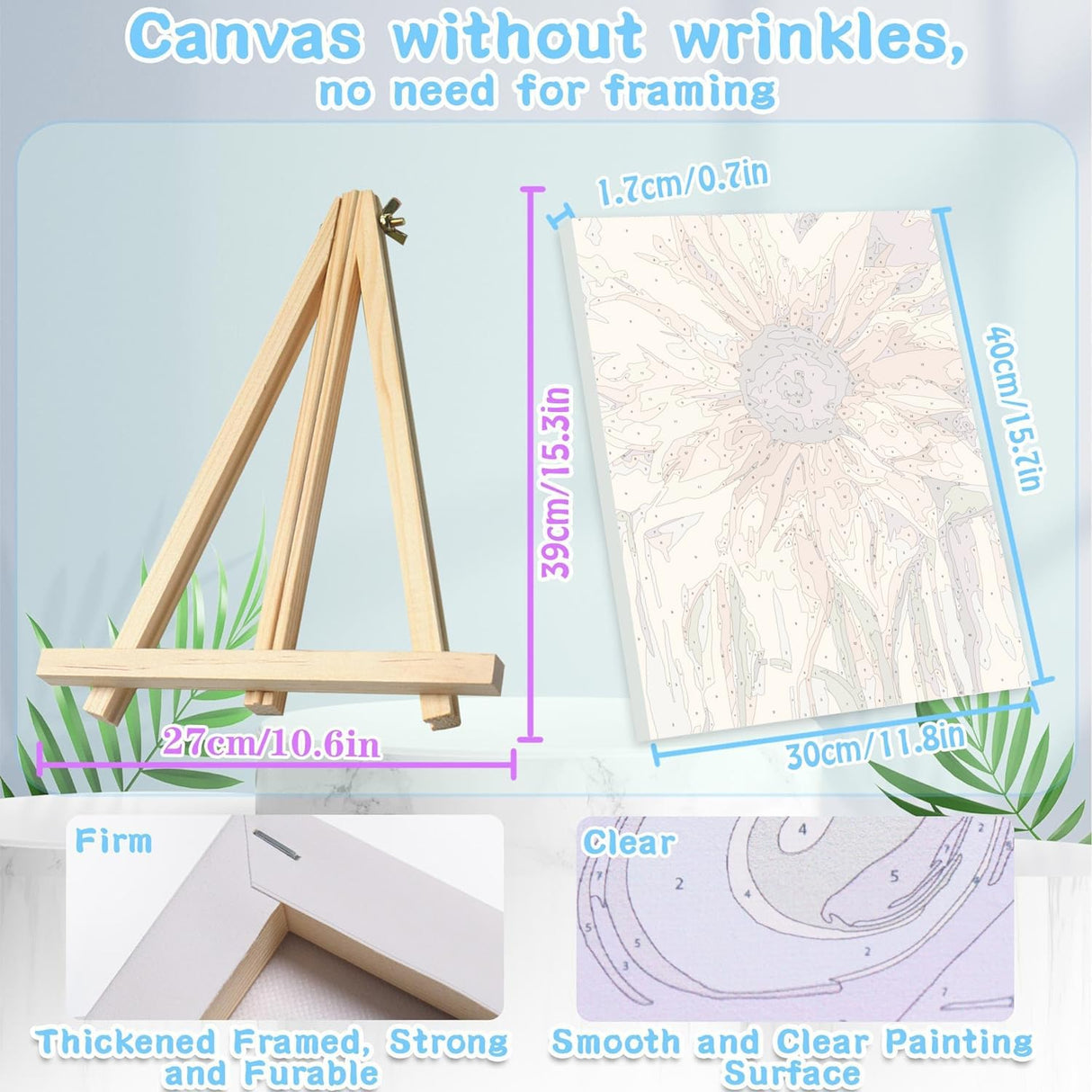 VIGEGU Sunflower Paint by Numbers Kit for Adults Framed,with Wooden Easel Gift Box,Flower Paint by Numbers with Frame DIY Adults' Paint-by-Number Kits for Home Wall Decor 12x16inch VIGEGU