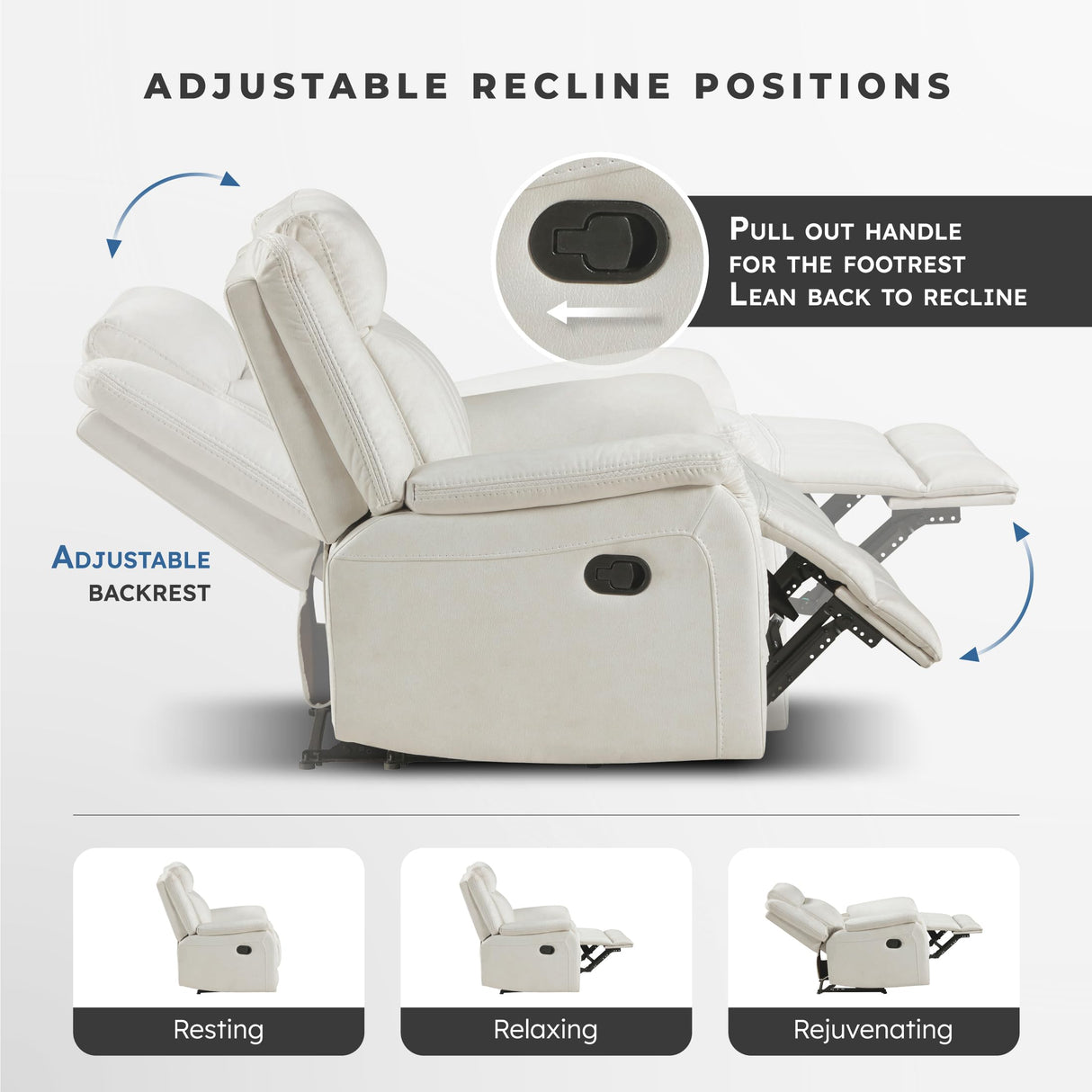 Lexicon Manual Double Reclining Sofa, Polished Microfiber Upholstered 3 Seater Manual Sofa Recliner for Living Room, Wall Hugger, Easy Assembly, Beige Lexicon