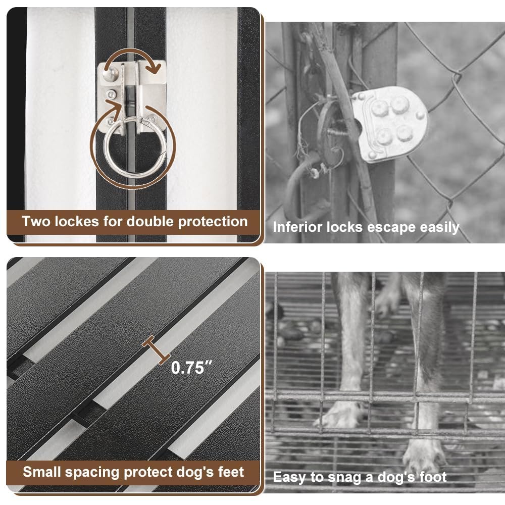 HIDOG 40" Dog Crate Furniture, Wooden Pet Crate End Table Decorative Dog Kennel Furniture, Heavy Duty Dog Cage for Large and Medium Dogs, Three Doors with Double Protection Lockes, Rustic Brown HIDOG