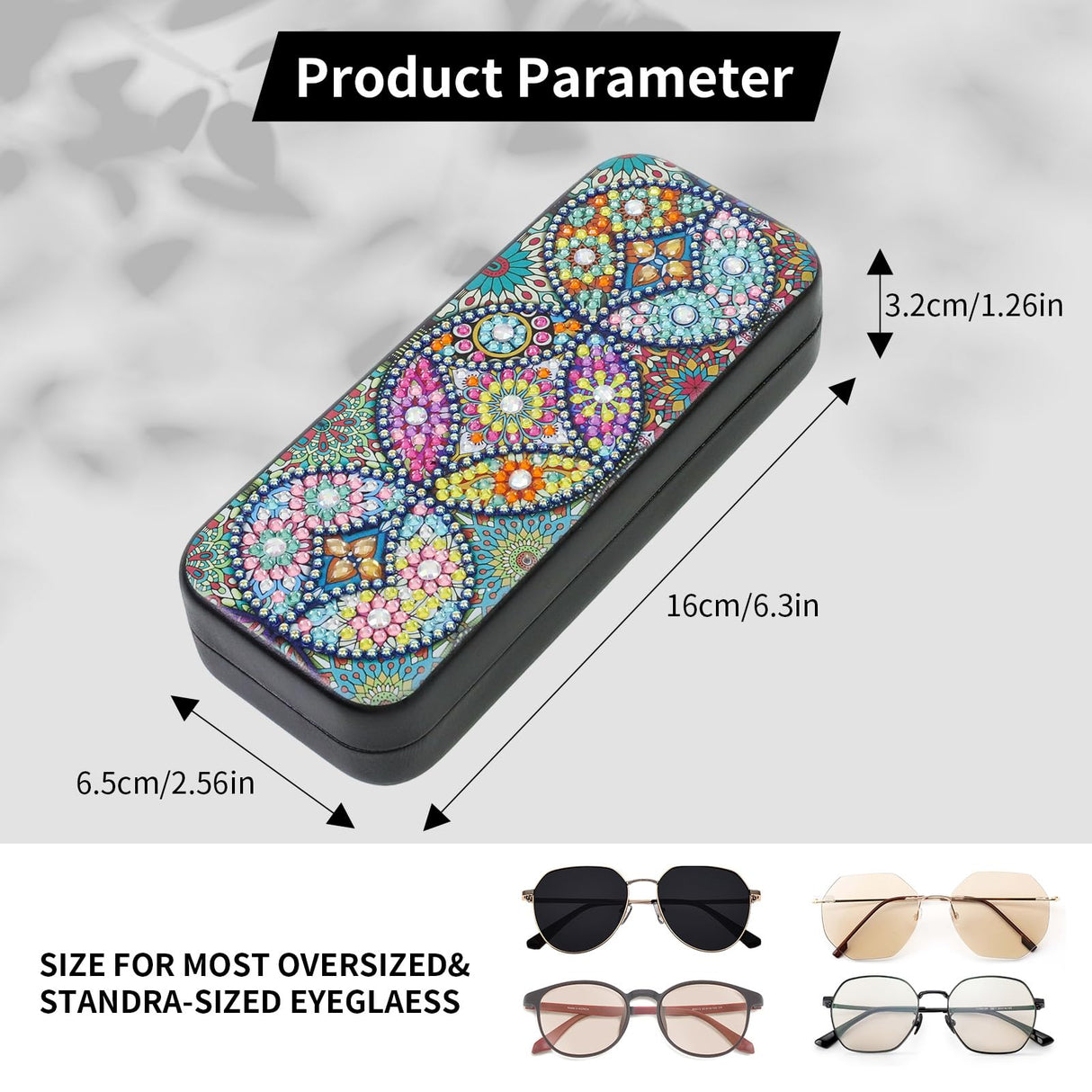 FlyingMage 5D Diamond Art Painting Kit for Adults Beginner, Small DIY Diamond Dots Gem Art Painting Mosaic Kits, Cute Hard Shell Sunglasses Eyeglasses Glasses Case for Women Teen, Mandala Totem FlyingMage