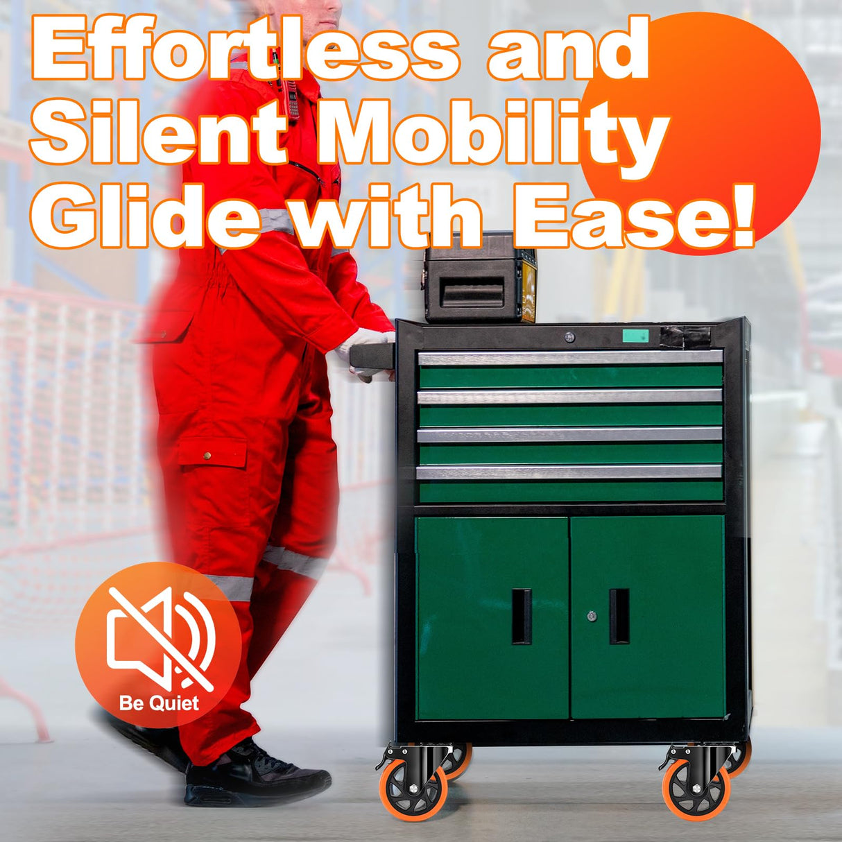 QNCZ Caster Wheels, 5 Inch Heavy Duty Casters Set of 4, Silent Industrial Casters Load 2600lbs, Swivel Casters for Furniture, Workbench and Cart Wheels QNCZ