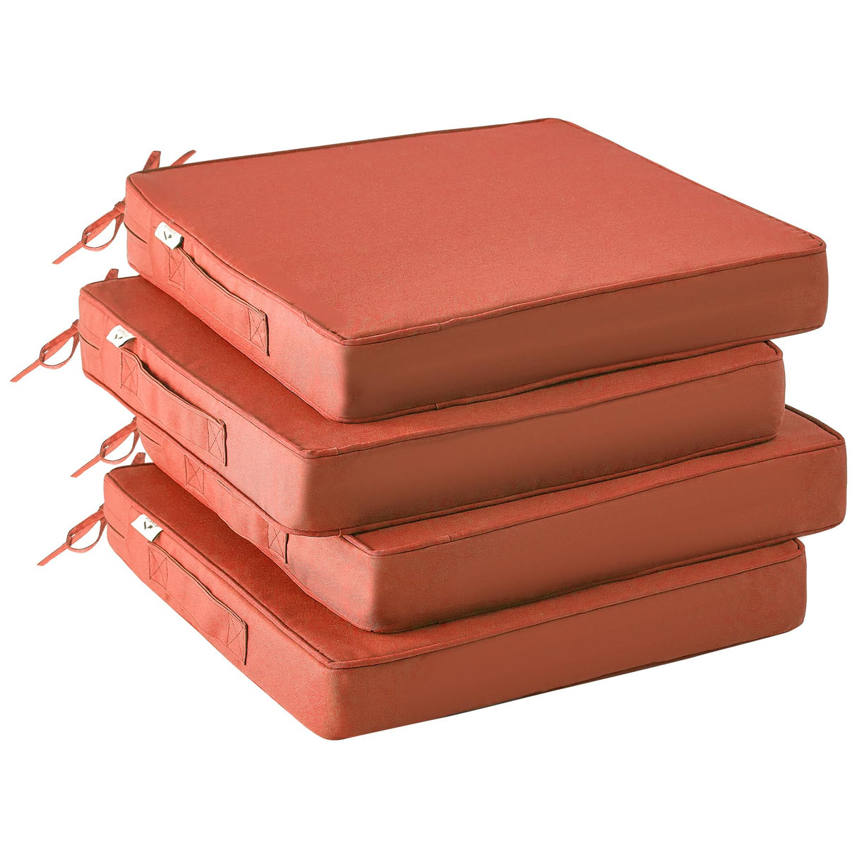 IPYNBAP Outdoor Chair Cushions Set of 4,Waterproof Outdoor Seat Cushions for Patio Furniture,Patio Chair Cushions with Handle and Ties, Square Corner Outdoor Chair Pads, 19" x 19" x 3", Spice IPYNBAP