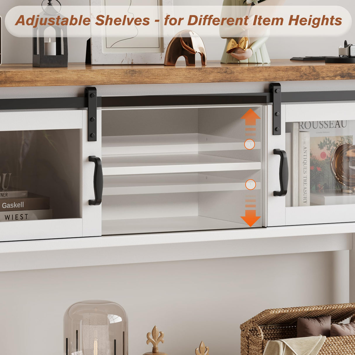 Whalefall Visual Console Table with Power Outlets, 46" Farmhouse Entryway Table with Storage, Narrow Long Sofa Table with LED Light for Living Room, Hallway, Behind Couch Whalefall