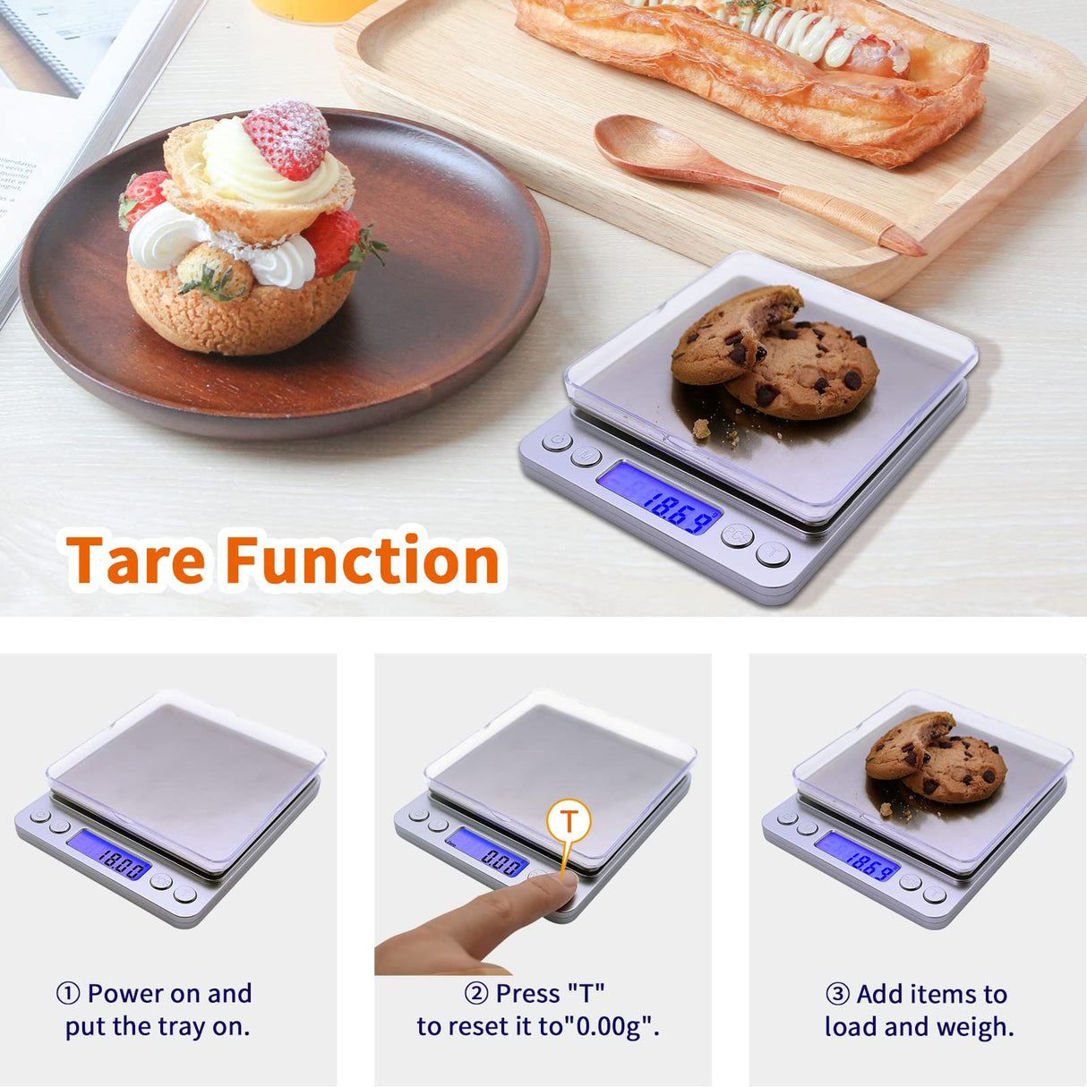 Barlunbee Gram Scale,Capacity 500g Accuracy 0.01g Mini Food Scales Digital Weight Grams and Oz,Small Kitchen High Precision for Espresso,Baking,Jewelry,Soap Making,Silver Barlunbee