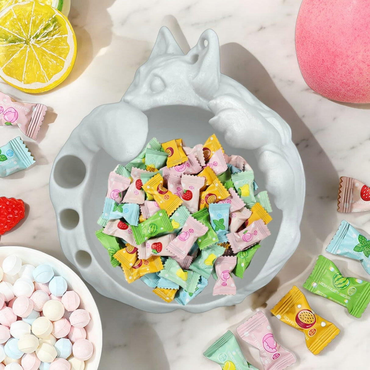 ThinkThings 3D Printed Yarn Bowl For Crocheting, Large Capacity Storage Container for Candy Keychain Accessories On Desk, Lovely Sleeping Cat Ornaments, Special Crochet Bowl, Pets Feeding Bowls ThinkThings
