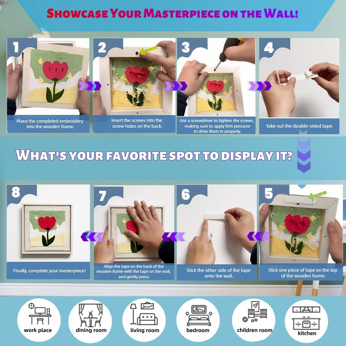 Speedura Embroidery Punch Needle Kit for Beginners β Embroidery Set with Frame & Video Tutorials for Adults & Kids | Needle Punching Kit with Patterns for Wall Art (Blooming Serenity) Speedura