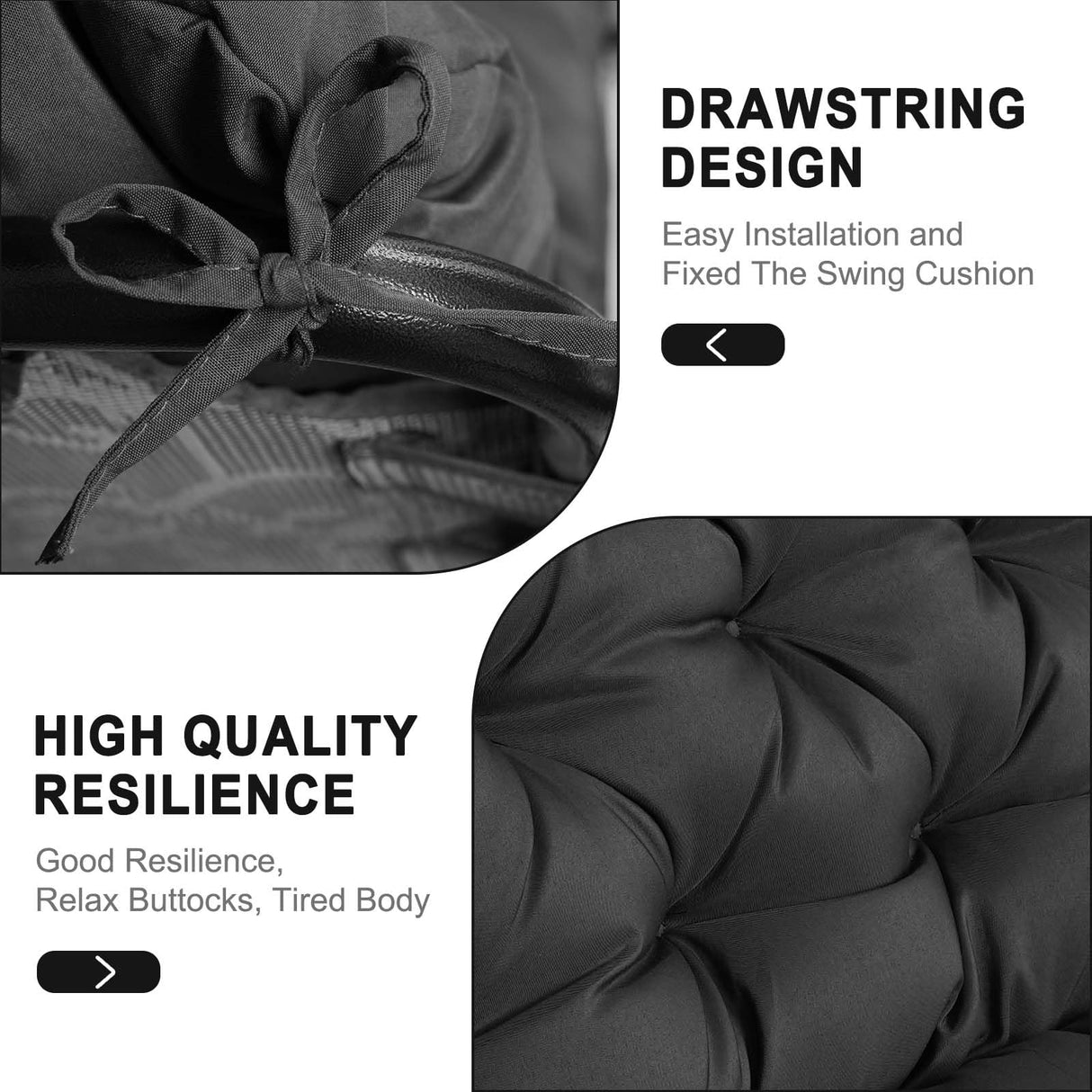 GPQAWER Porch Swing Cushions,Outdoor Cushions 3 Seater Replacement with Backrest, Waterproof Thickened Bench Cushion with Ties for Porch, Patio,Outdoor, Backyard and Garden(Dark Gray 60 * 40 in) GPQAWER