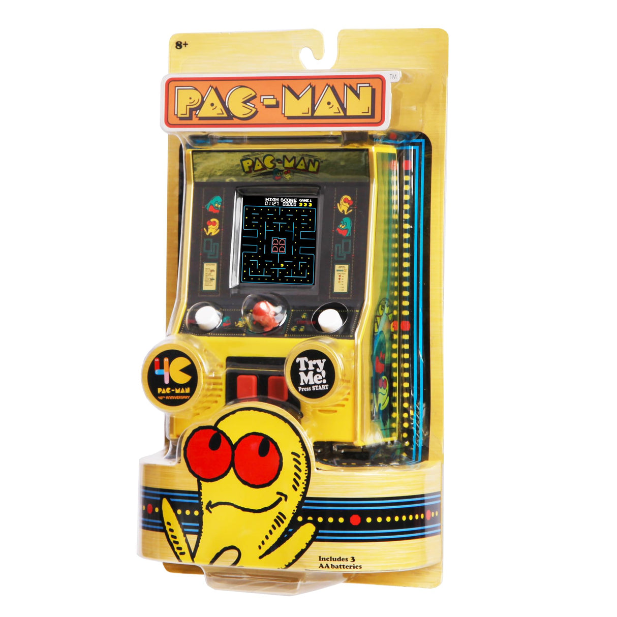 Basic Fun Arcade Classics - Pac-Man Color LCD Retro Mini Arcade Game, 2 Players, Yellow Basic Fun