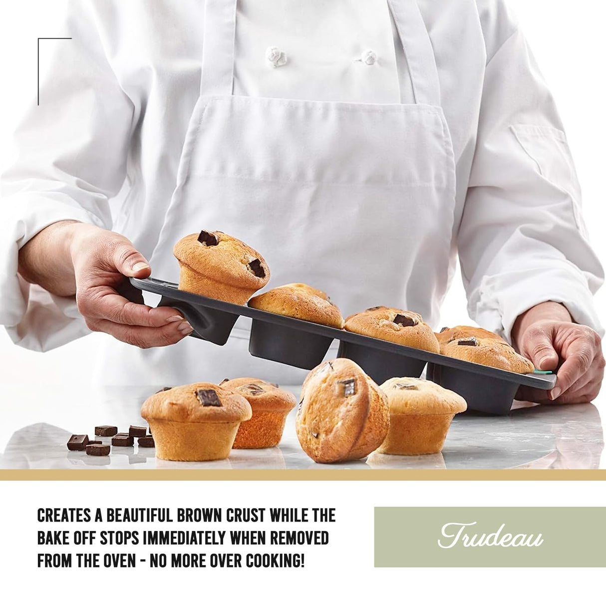 Trudeau Structured Silicone Muffin Pan, Pan-12 Cup, Grey/Mint Trudeau