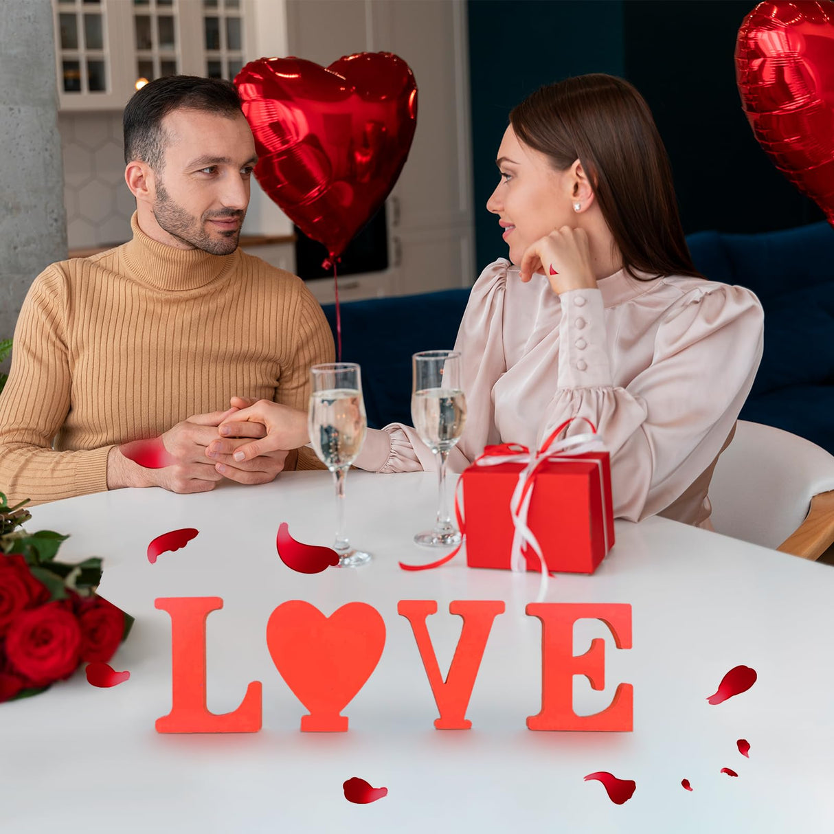 AOCEAN 6 Inch Red Wood Letters Unfinished Wood Letters for Wall Decor Decorative Standing Letters Slices Sign Board Decoration for Craft Home Party Projects (C) AOCEAN