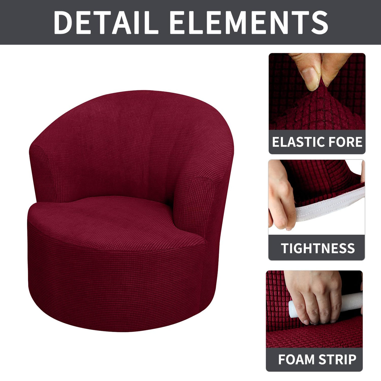 SZJIAHTM Round Club Swivel Barrel Chair Cover Modern Accent Round Club Armchair Slipcover Soft Stretch Chair Covers for Living Room SZJIAHTM
