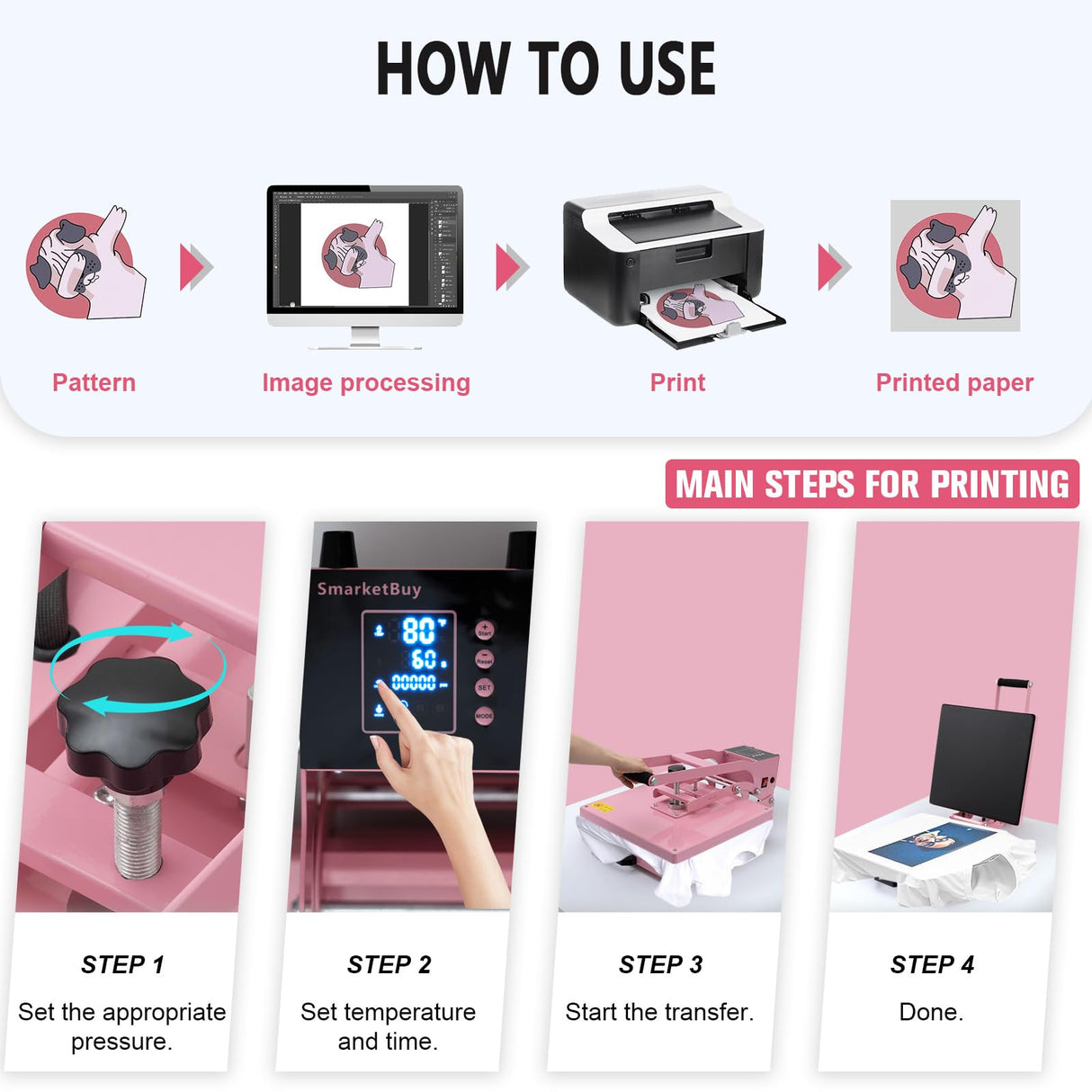 SmarketBuy 15x15 Inch Heat Press for T Shirts, 1400W Slide Out Heat Press Machine, Clamshell Heat Press Machine Steady and Even Heat Performance Large Heat Transfer Machine for T-Shirts, Bag Mouse Pad SmarketBuy