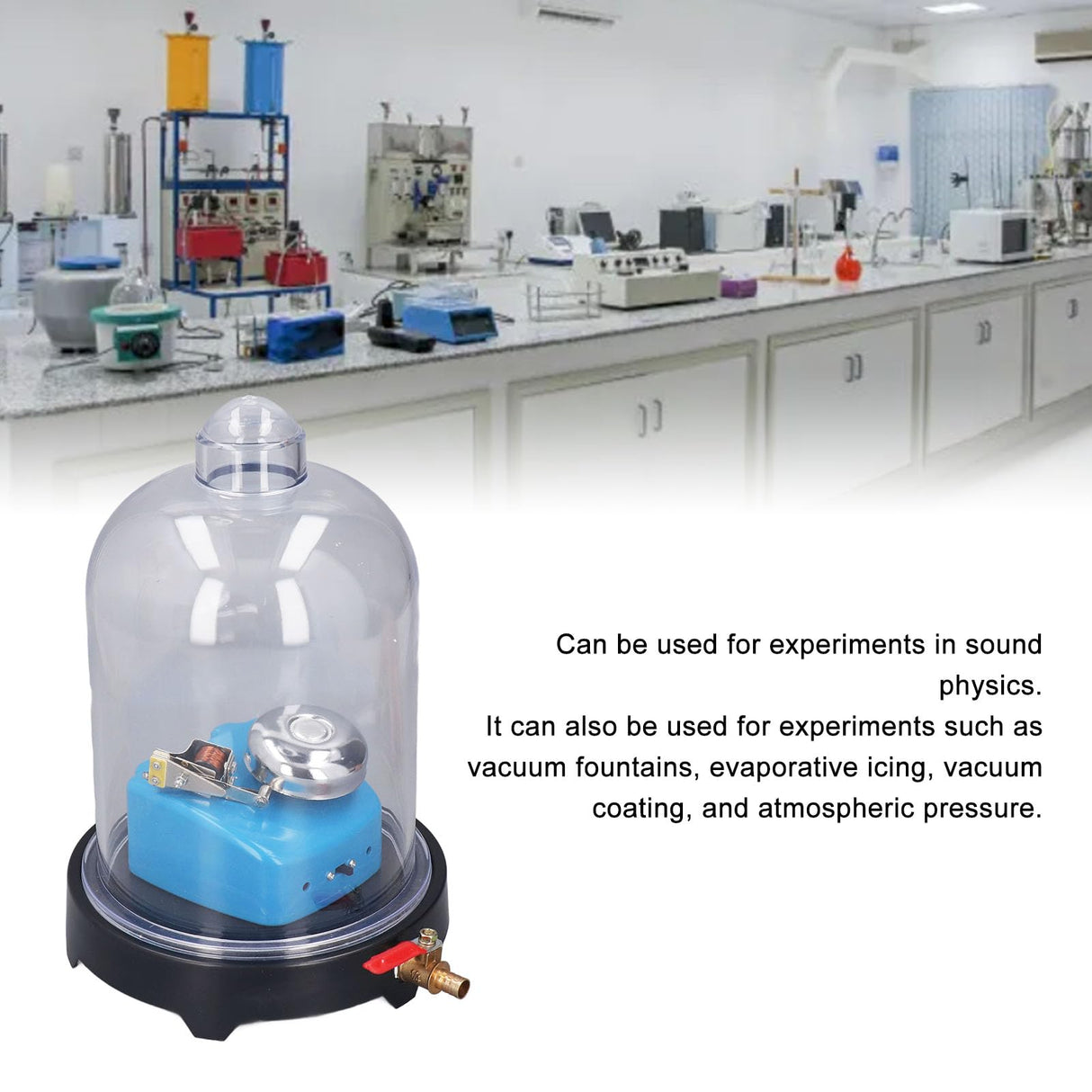Vacuum Bell Jar, Vacuum Chamber with Pump, Laboratory Plastic Jar Sound Physics Scientific Experimental Tool for Sound Propagation Experiment Dpofirs