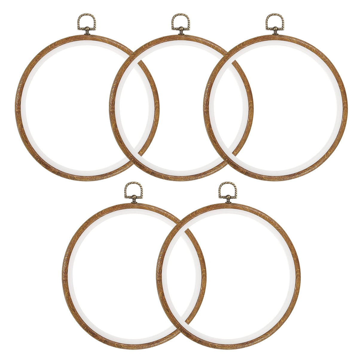 PATIKIL 5 Pieces 8 Inch Embroidery Hoops Frame Round Imitated Wood Circle Cross Stitch Hoop Ring for Embroidery Art Craft Handy Sewing Decoration PATIKIL