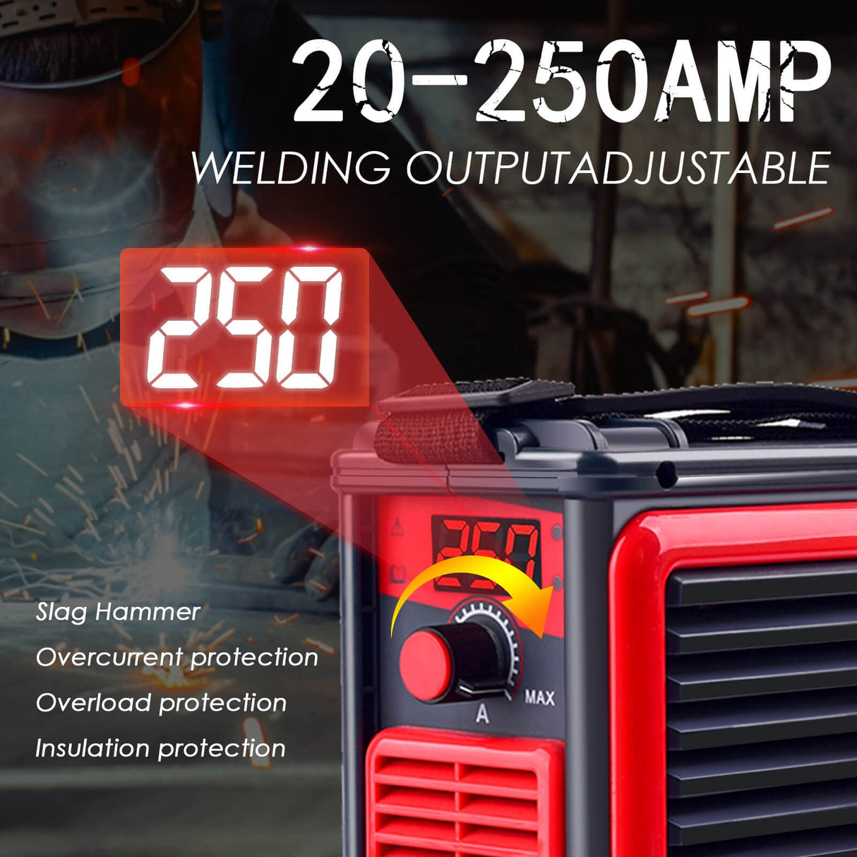 Welding Machine, Upgraded MMA-250A 110V Welder Machine,Portable Stick Welder IGBT Digital Display LCD,Home DIY Arc Welder,Hot Start Arc Force Anti-stick Mini Welder HGNVGZ