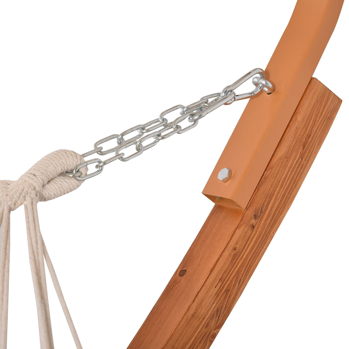 Outsunny Outdoor Hammock with Stand & Accessories, Heavy Duty Wooden Frame, Extra Large Sun Shade Canopy, Indoor Outside Boho Style Nap Bed, Natural Cotton, White Outsunny