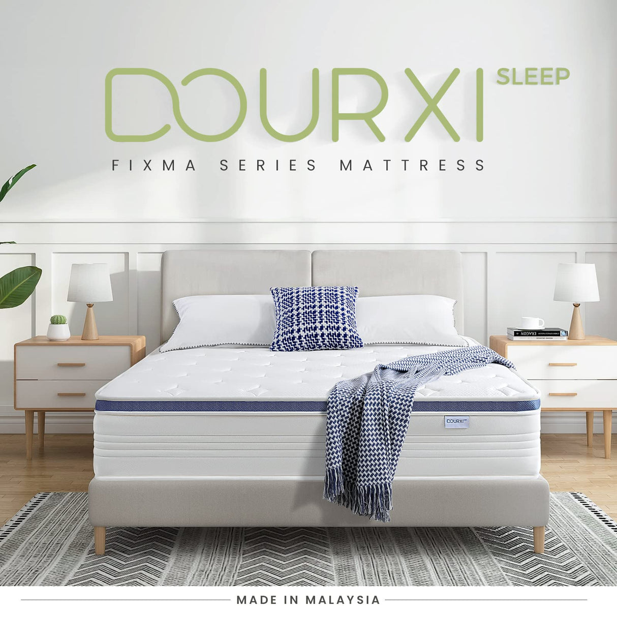Dourxi King Size Mattress 12 Inch Hybrid Mattress in a Box with Gel Memory Foam, Individually Pocketed Springs for Support and Pressure Relief - Medium Plush Dourxi