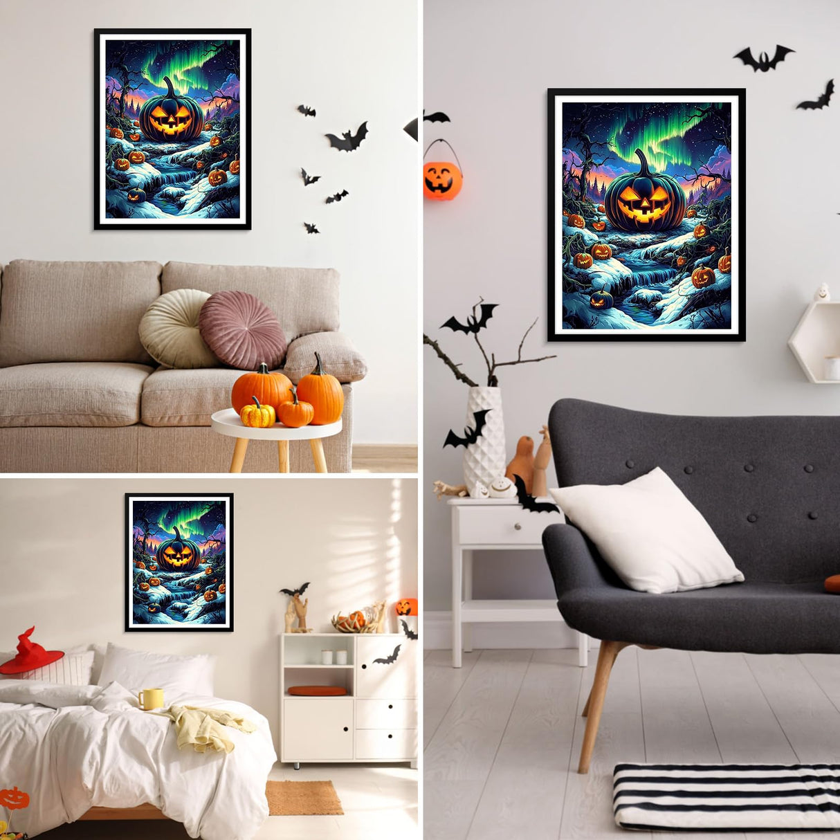 MXJSUA Halloween Enchanted Forest DIY Diamond Painting Kits for Adults, Diamond Gem Art Painting for Beginners, Pumpkin Diamond Picture with Full Round Drill Dots Craft Set Gift, 12x16 Inch MXJSUA