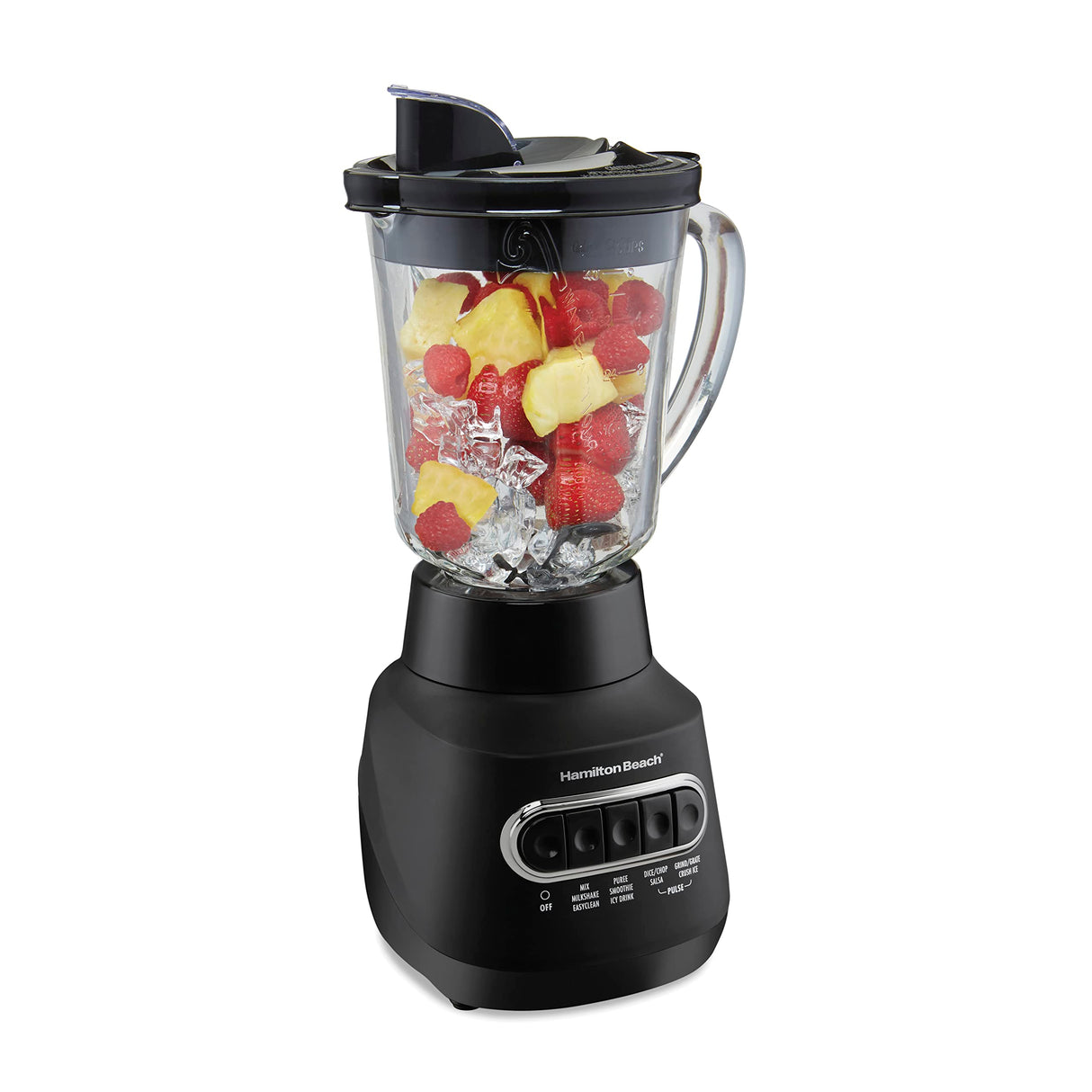 Hamilton Beach 58175 Wave Action Blender for Shakes and Smoothies, Stainless Steel Ice Sabre Blades, 800 Watts, Quiet Design, 40 oz Glass Jar, Black Hamilton Beach
