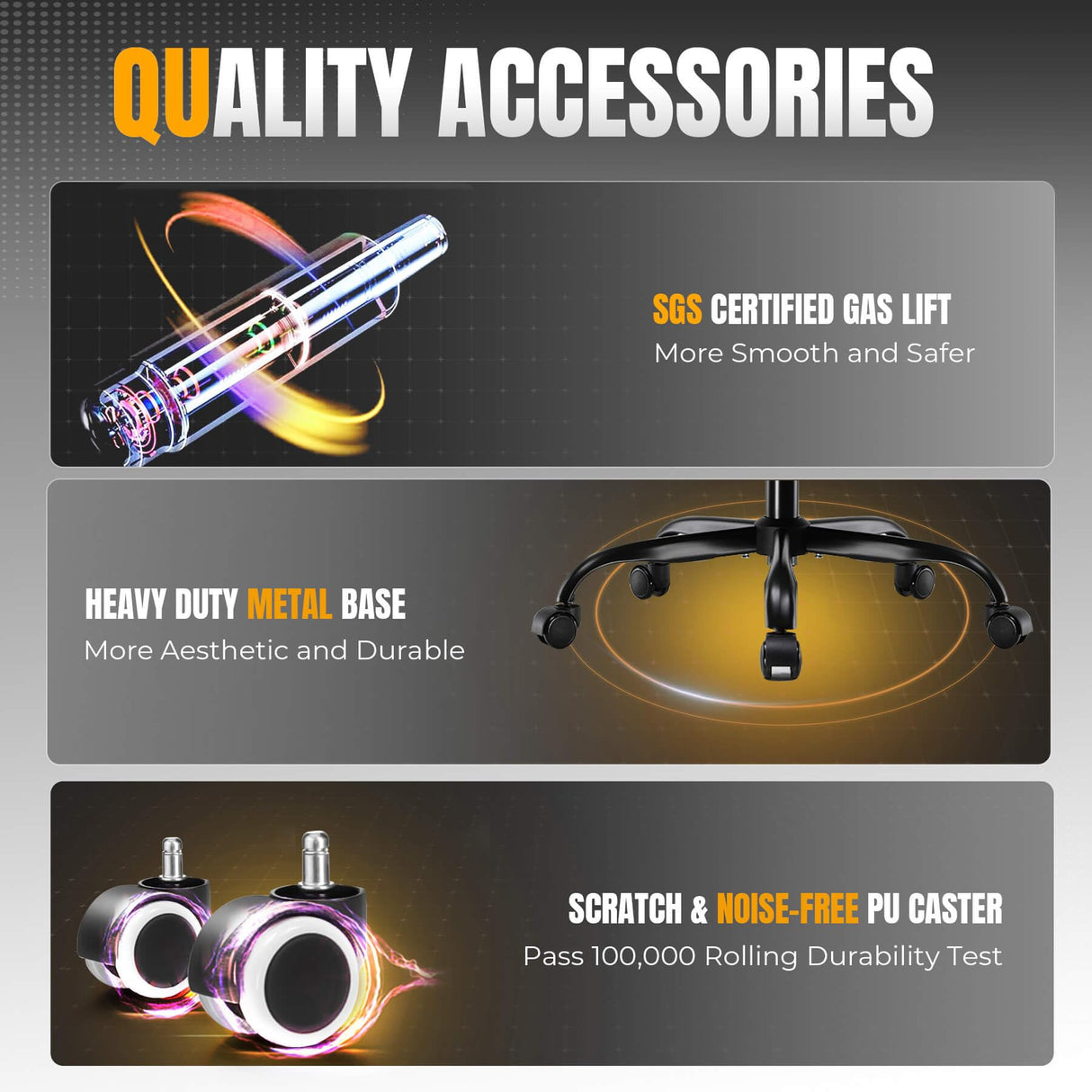 GTRACING Gaming Chair Ergonomic Office Chair with Foot Rest & Pocket Spring Cushion, High Back Computer Desk Chair with Headrest & Lumbar Support, Breathable Fabric Game Chair for Adults, Gray GTRACING