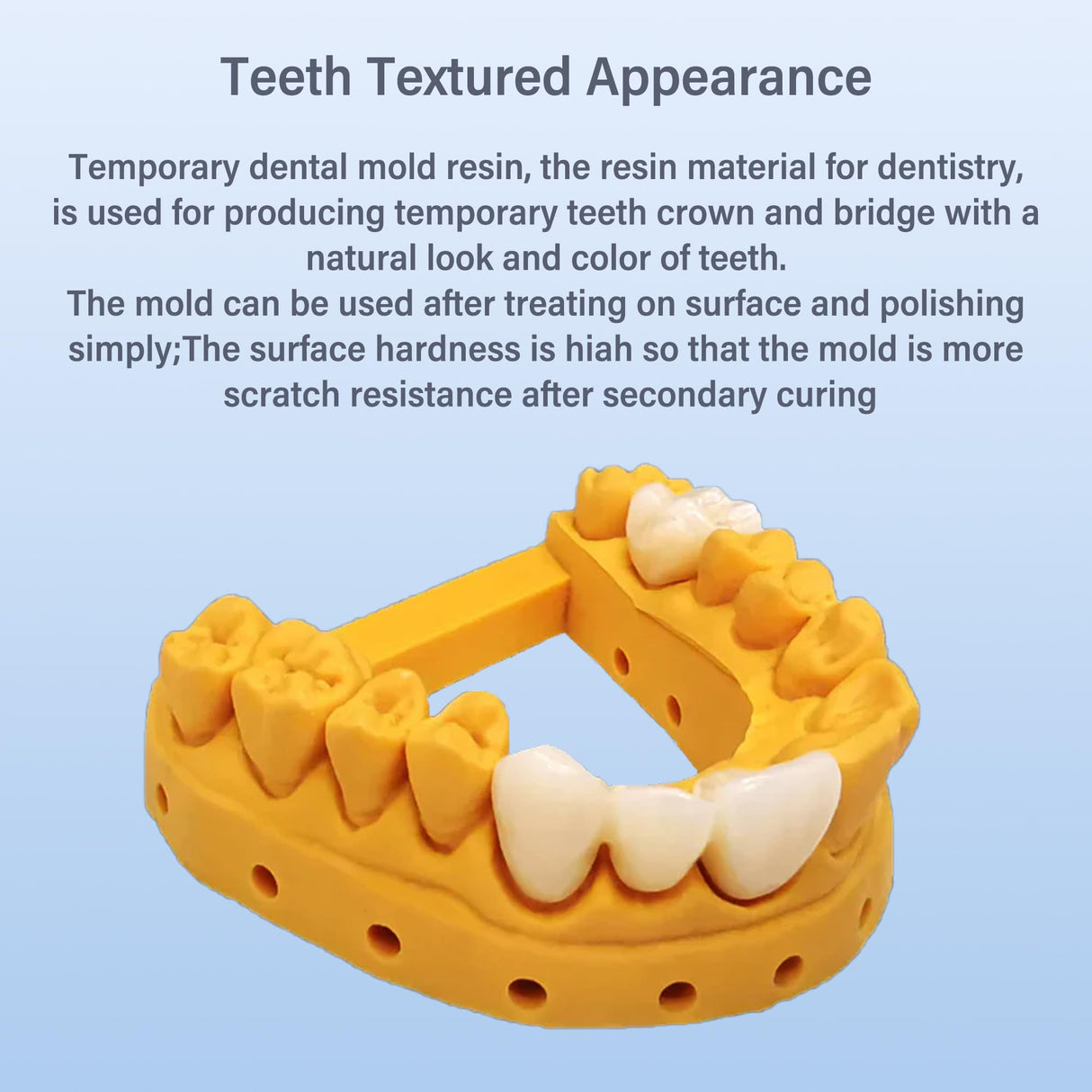 Antinsky Temporary Dental Model Resin for DLP LCD 3D Printer Resin 405nm High Precision High Hardness Fast Cure Time Teeth Textured Appearance Teeth Color A1 500g Antinsky