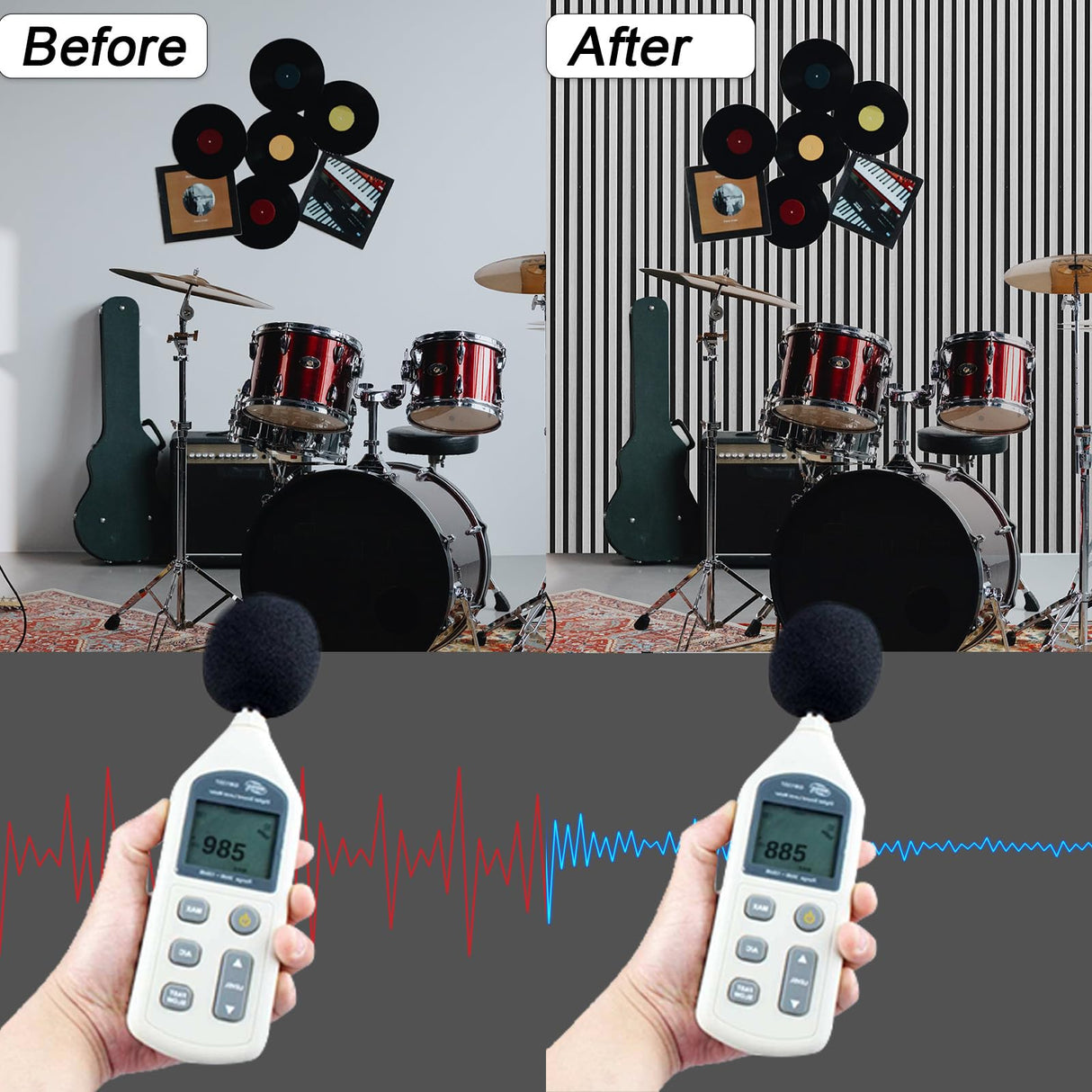 NeatiEase Wood Wall Panels, 9 Feet Acoustic Slat Wall Panels for Interior Wall Decor and Noise Reduction, Decorative Slat Wall Paneling, Gray Oak, 6-Piece NeatiEase