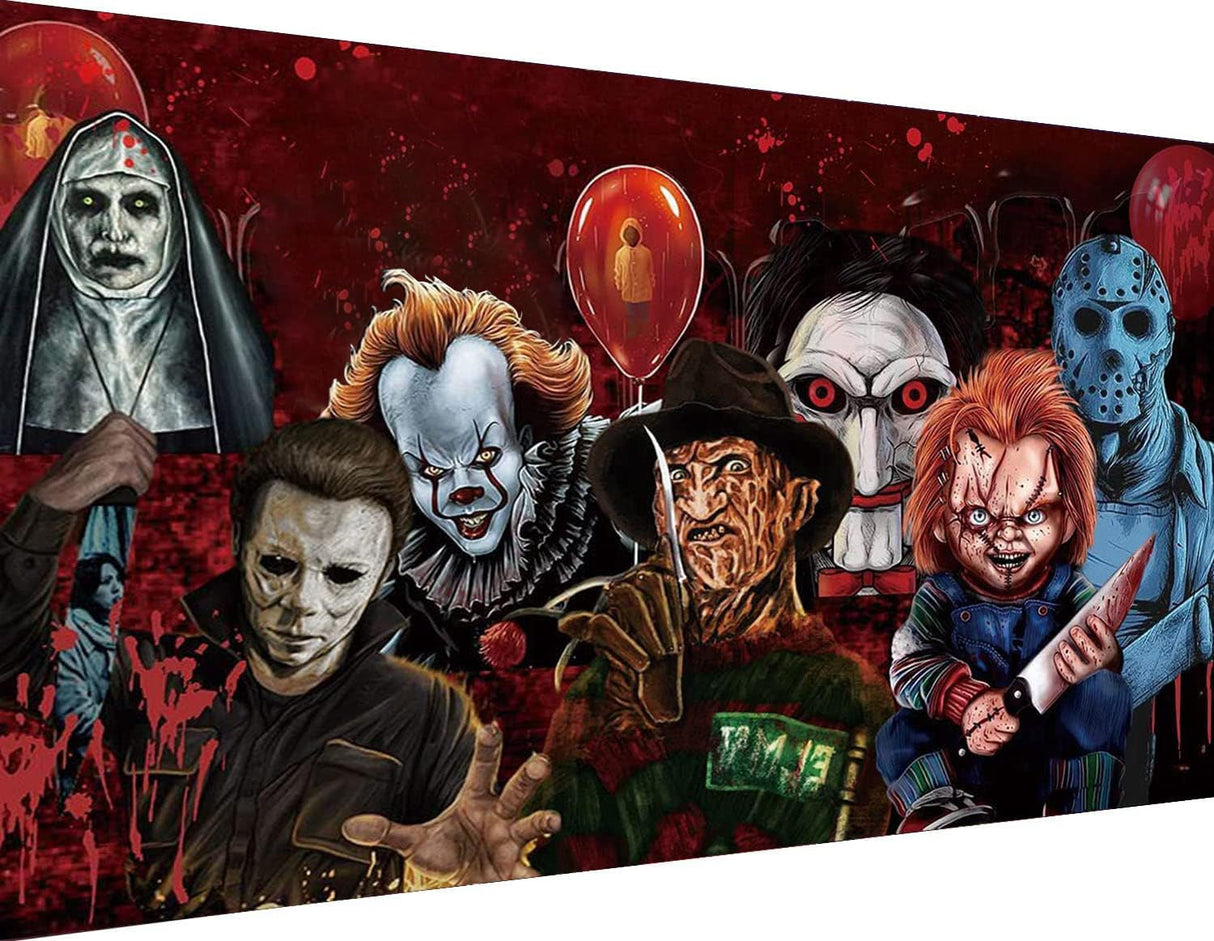 KYOQFVN Halloween Diamond Painting Kits for Adults,5D Full Round Diamond Halloween Clown Diamond Art Kit, Large Dots Diamond Painting for Beginners, DIY Beads for Home Wall Decor, 27.5" x 15" KYOQFVN
