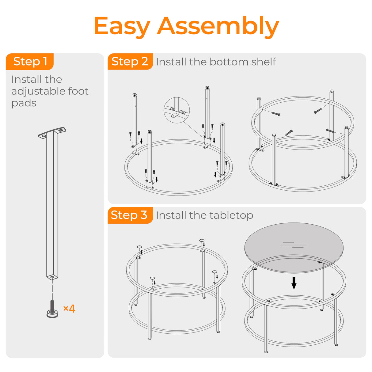 Yaheetech 36" Round Glass Coffee Table, Black Circle Coffee Table Center Table with Glass Top, Small Coffee Table for Living Room, Office & Apartment Yaheetech