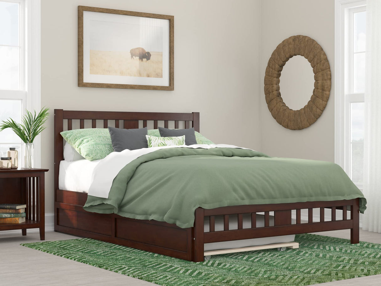 AFI, Tahoe Queen Platform Bed with Matching Footboard, Twin XL Trundle, Walnut AFI
