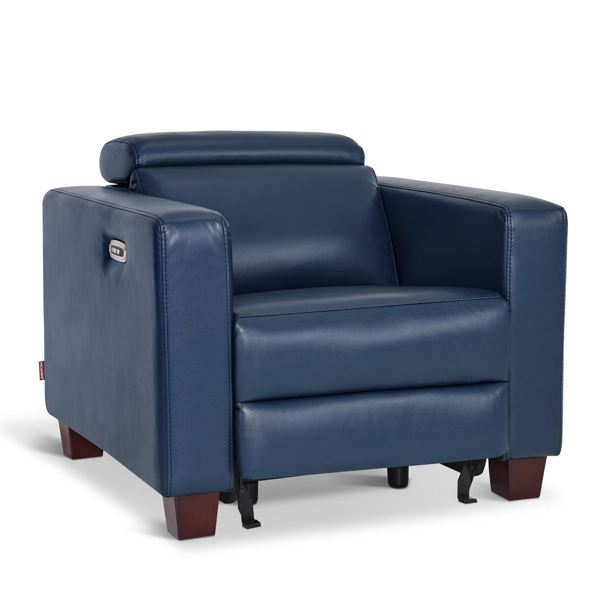 MCombo Zero Wall Recliner Chair, Wall Hugger Power Loveseat Recliner with Adjustable Headrest, High Wood Leg, USB & Type C Dual Charge Ports, for Living Room, Small Spaces, HL128 (Faux Leather, Blue) MCombo