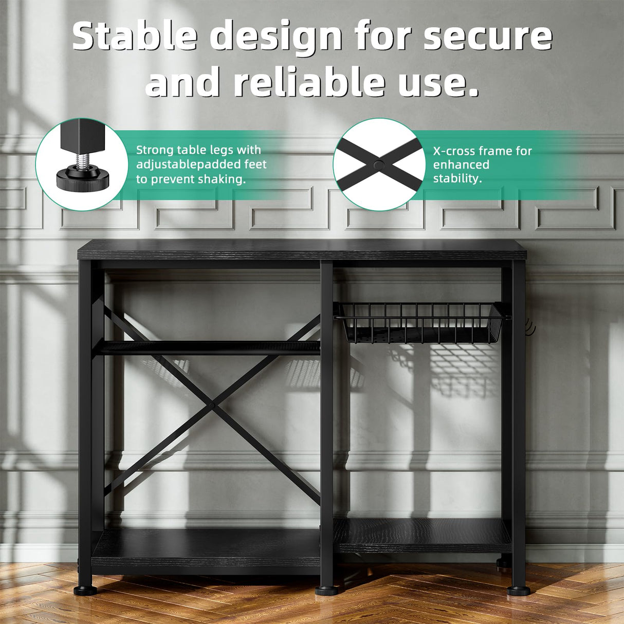 20-29 Gallon Aquarium Stand with 6 ft Power Strip, 5-Tier Metal Frame Fish Tank Stand 20 Gallon Fish Tank Stand 31.5" L*15.75" W Tabletop 400lbs Capacity (Pure Black, 20-29 Gallon) Kalrin