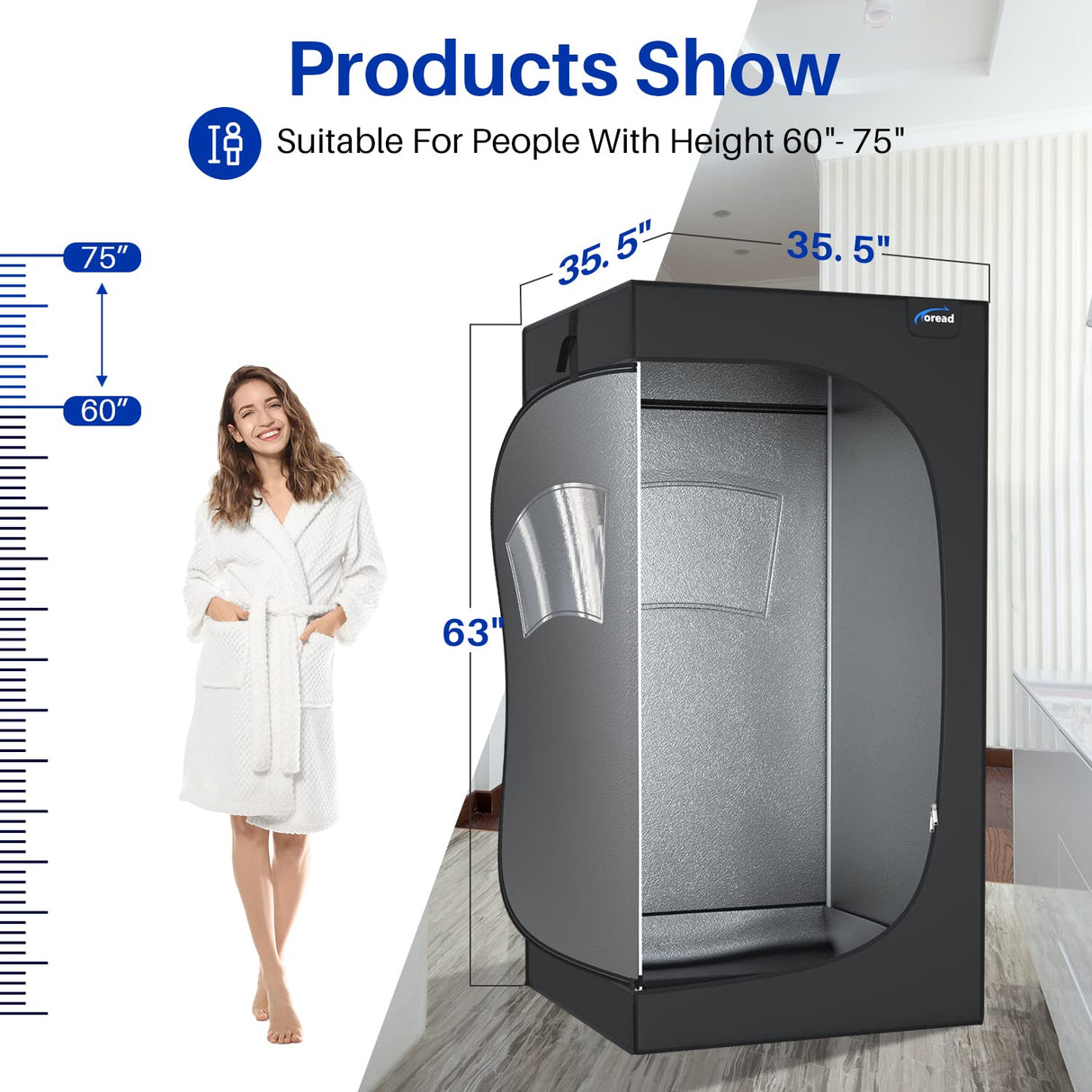 TOREAD Full Size Sauna 600D Canvas, Portable Steam Saunas Tent Fold-able with 2.6L 1000W Steam Generator Remote Control๏ผ63"x31.5"x31.5"๏ผ TOREAD