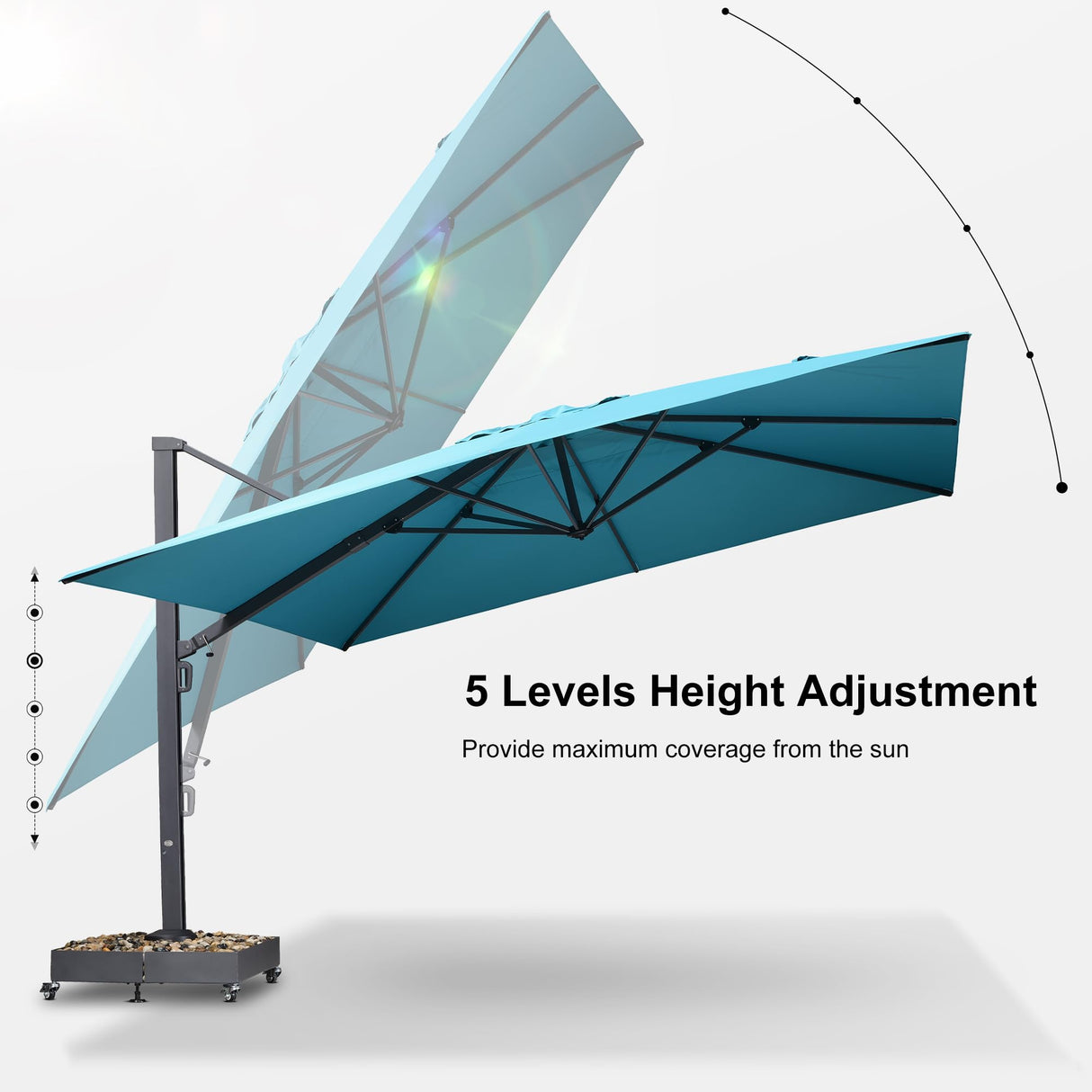 PURPLE LEAF 11' X 15' Rectangle Patio Umbrella Large Outdoor Aluminum Umbrella Offset Umbrella with 360-degree Rotation Cantilever Umbrella for Garden Deck Backyard Pool Turquiose Blue PURPLE LEAF