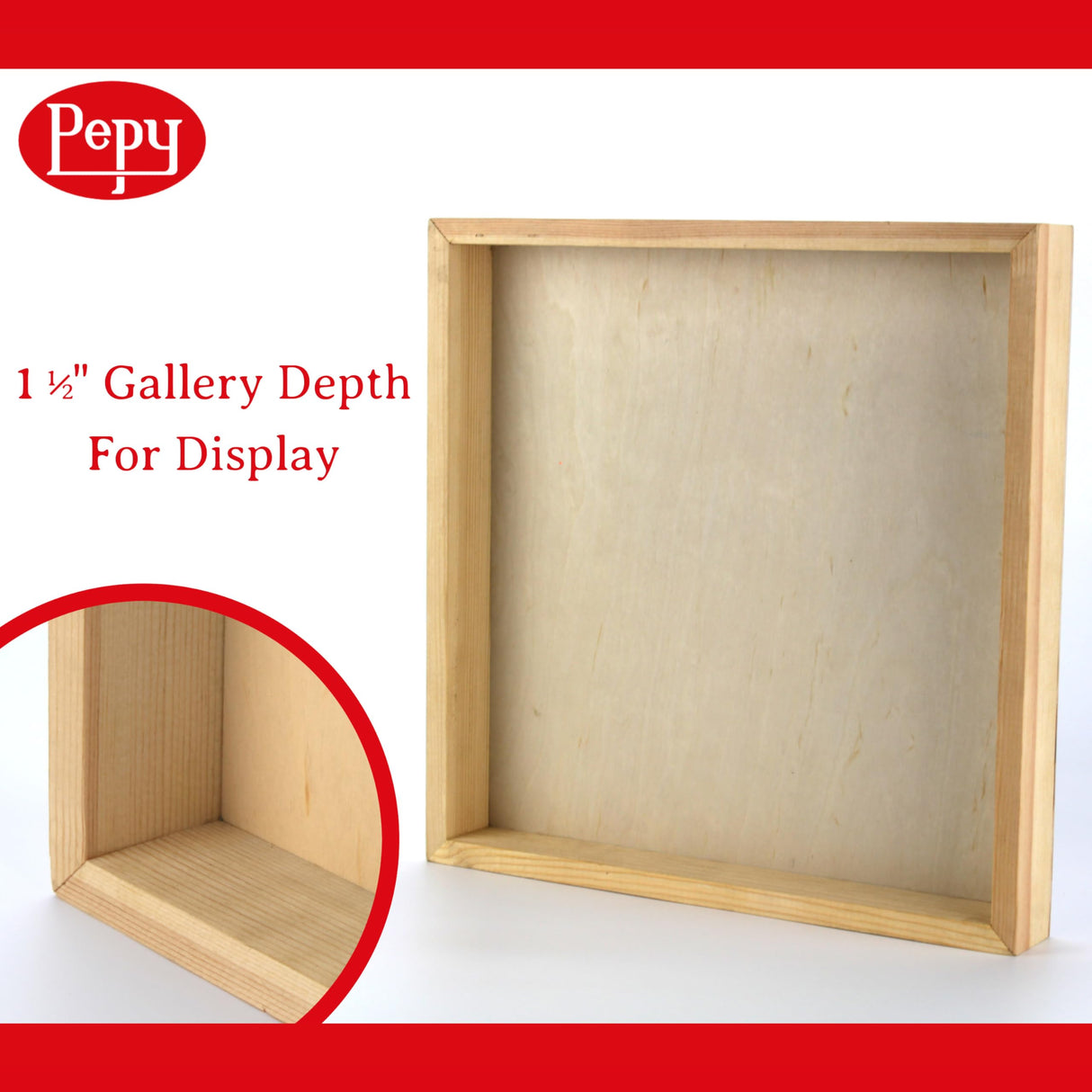Pepy 12" x 16" Birch Wood Panels; Gallery Depth 1-1/2" Deep Cradle Artist Panel (Pack of 2) Pepy