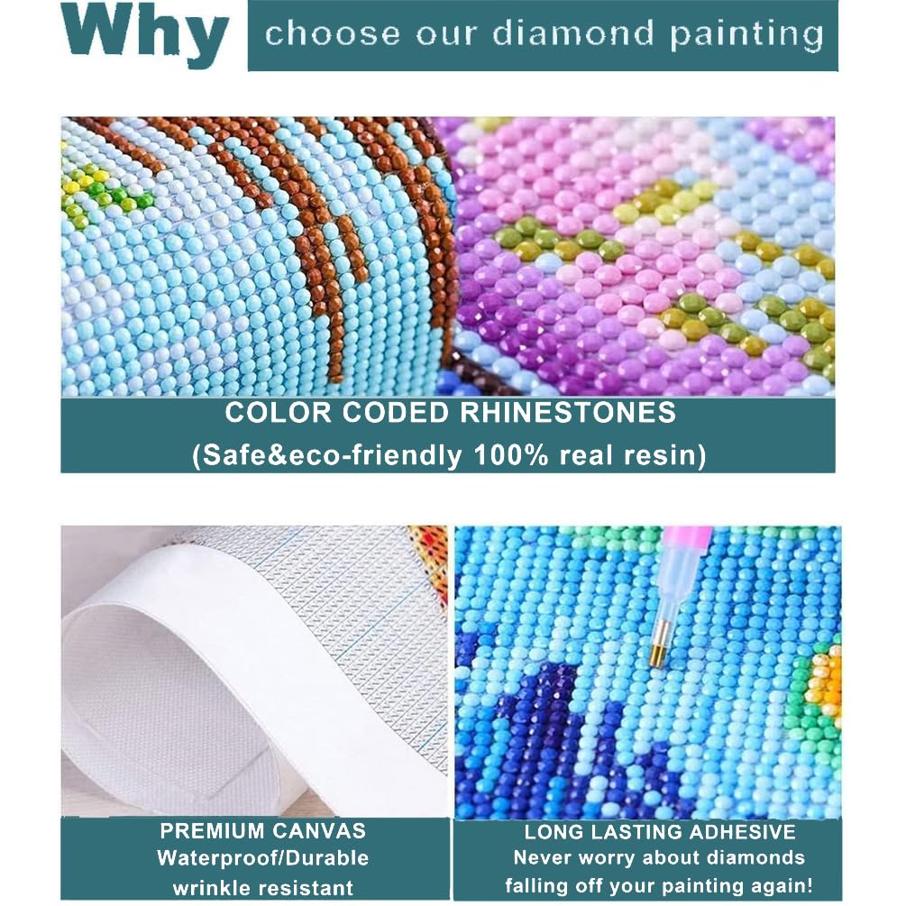 ajepon Wolf Diamond Art Kit - 5D Diamond Painting for Adults, Wolf Adult Diamond Painting Kits, Gem Art Kits for Wall Home Decor Arts Craft 12x16inch ajepon