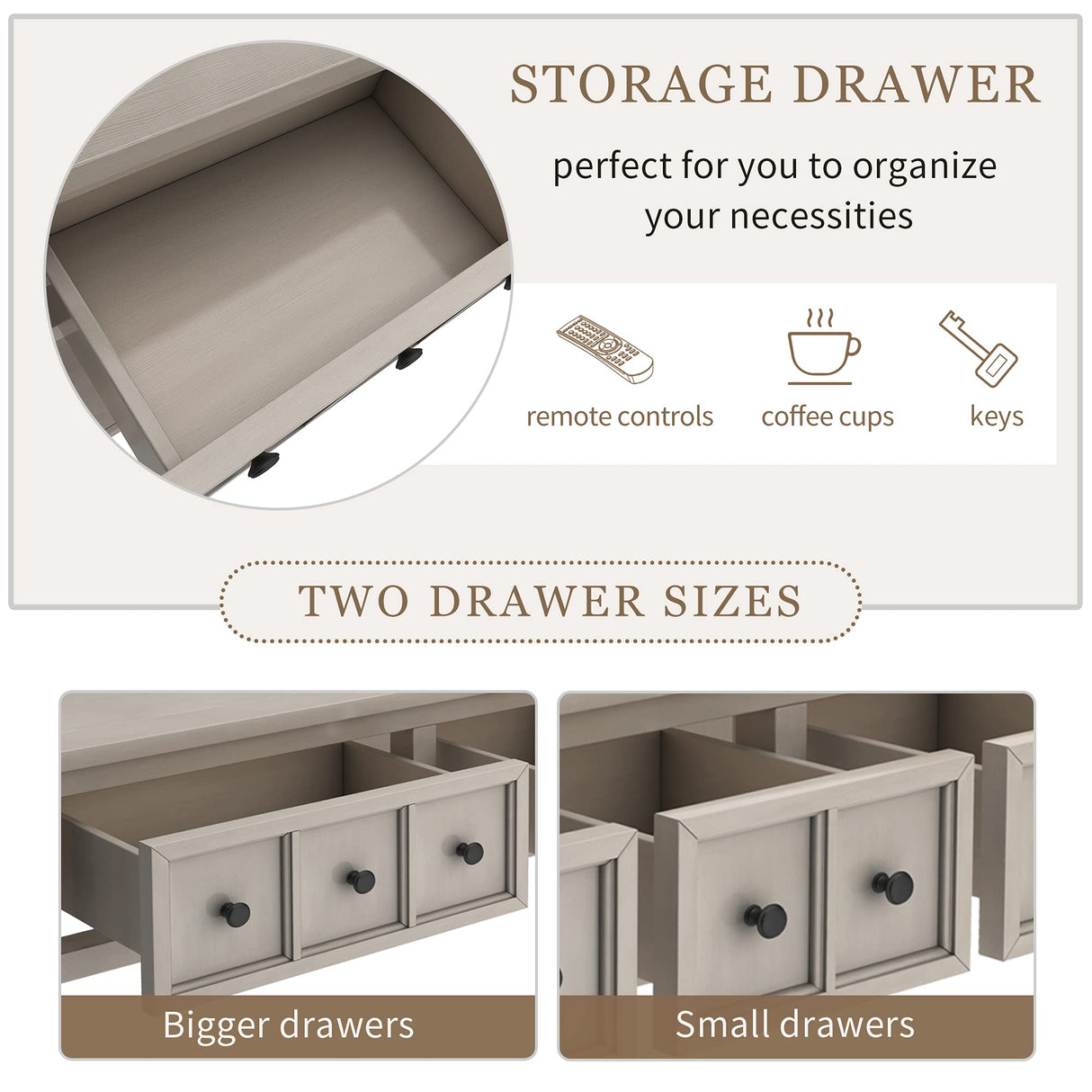 Knocbel Distressed Entryway 4-Drawer Console Table with Bottom Open Shelf, Entry Hallway Foyer Sofa Long Table with Solid Wood Frame & Legs, 220lbs Weight Capacity, 60" W x 11" D x 34" H (Gray Wash) Knocbel