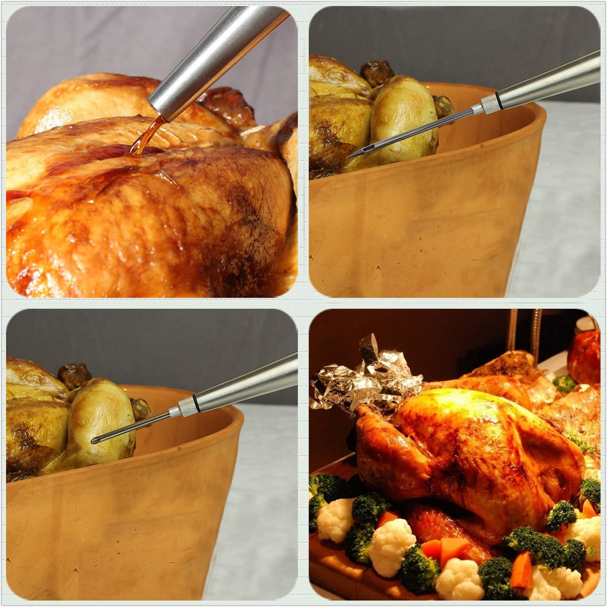 KAYCROWN Stainless Steel Turkey Baster Commercial Grade Quality Rubber Bulb Including 2 Marinade Injector Needles and Brush for Easy Clean Up KAYCROWN