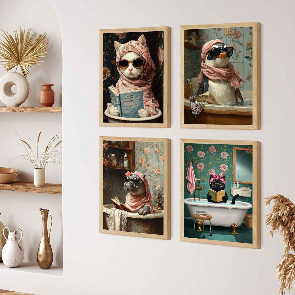 ZXQL 4 Pack Paint by Numbers Kit for Adults, Funny Bathing Animal DIY Adult Paint by Number Kits Pack Beginners Easy Acrylic On Canvas for Painting Home Decor Creative Wall Art 24x30 inches (mm-1) ZXQL